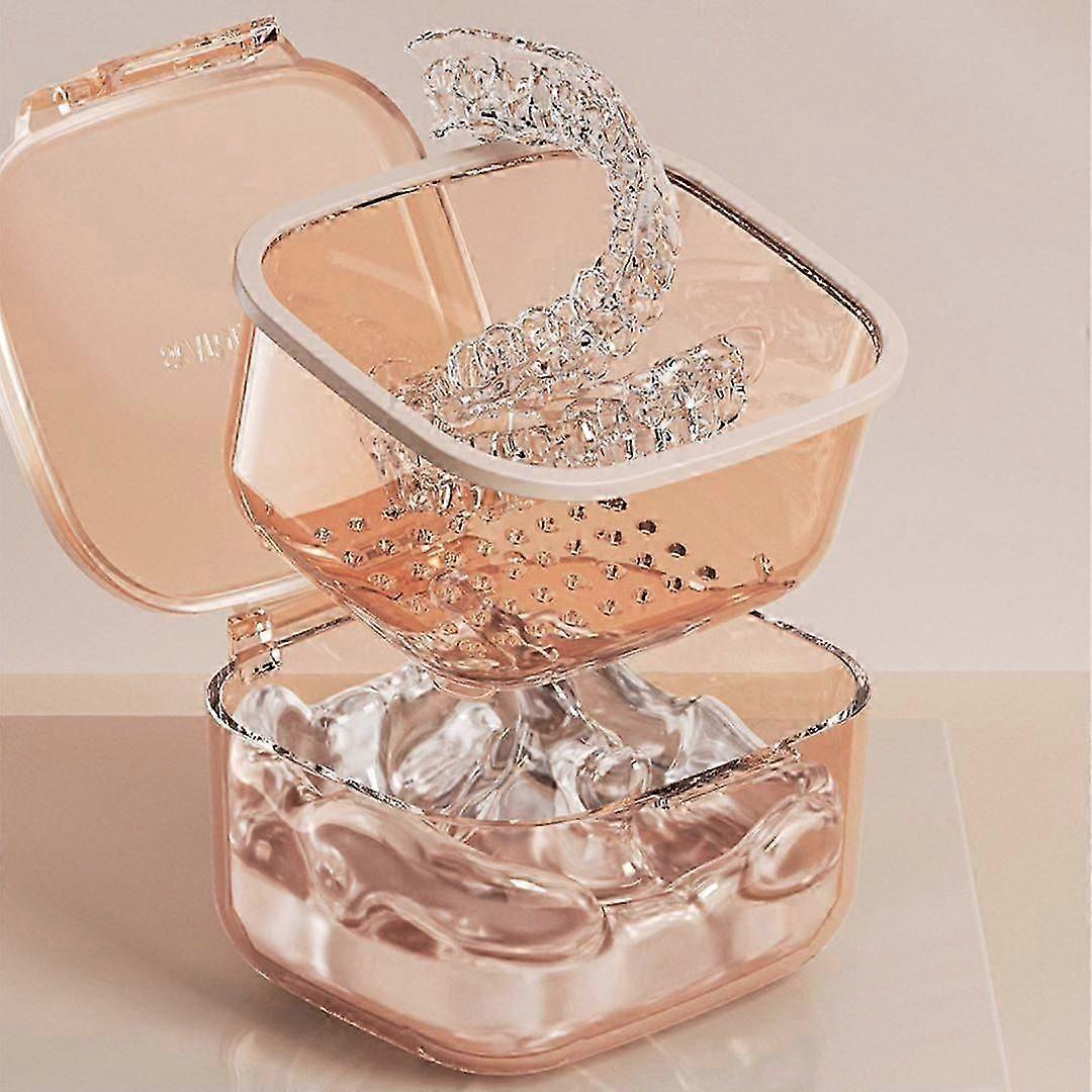 入れ歯バスケースカップボックスホルダー収納ソークコンテナ、ストレーナー付き、入れ歯カップ、リテーナーケース、入れ歯収納ボックスホルダー