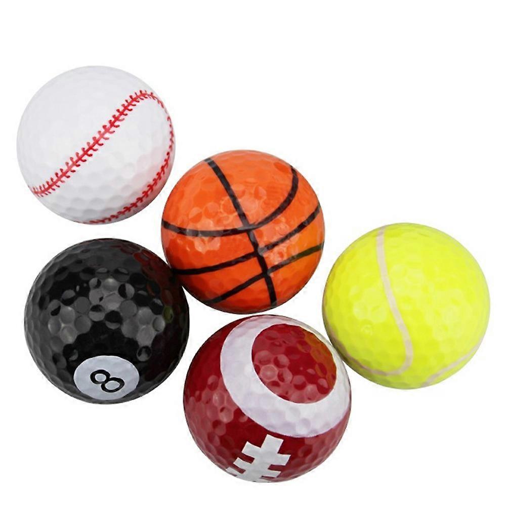 Competition Golf Balls Practical Design for Outdoor Sports Round Shape Assorted Color 5Pcs