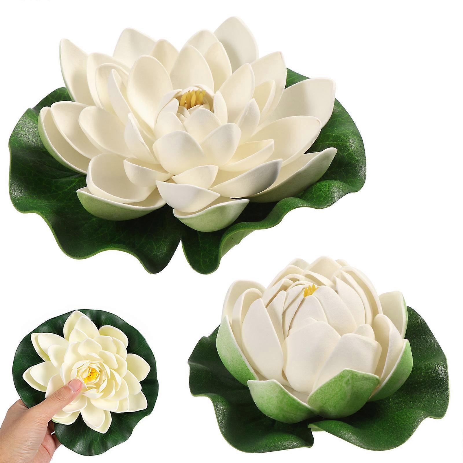 Pond Floating Plants Artificial Pond Plants Lotus Floating Outdoor Use EVA Material White 6Pcs