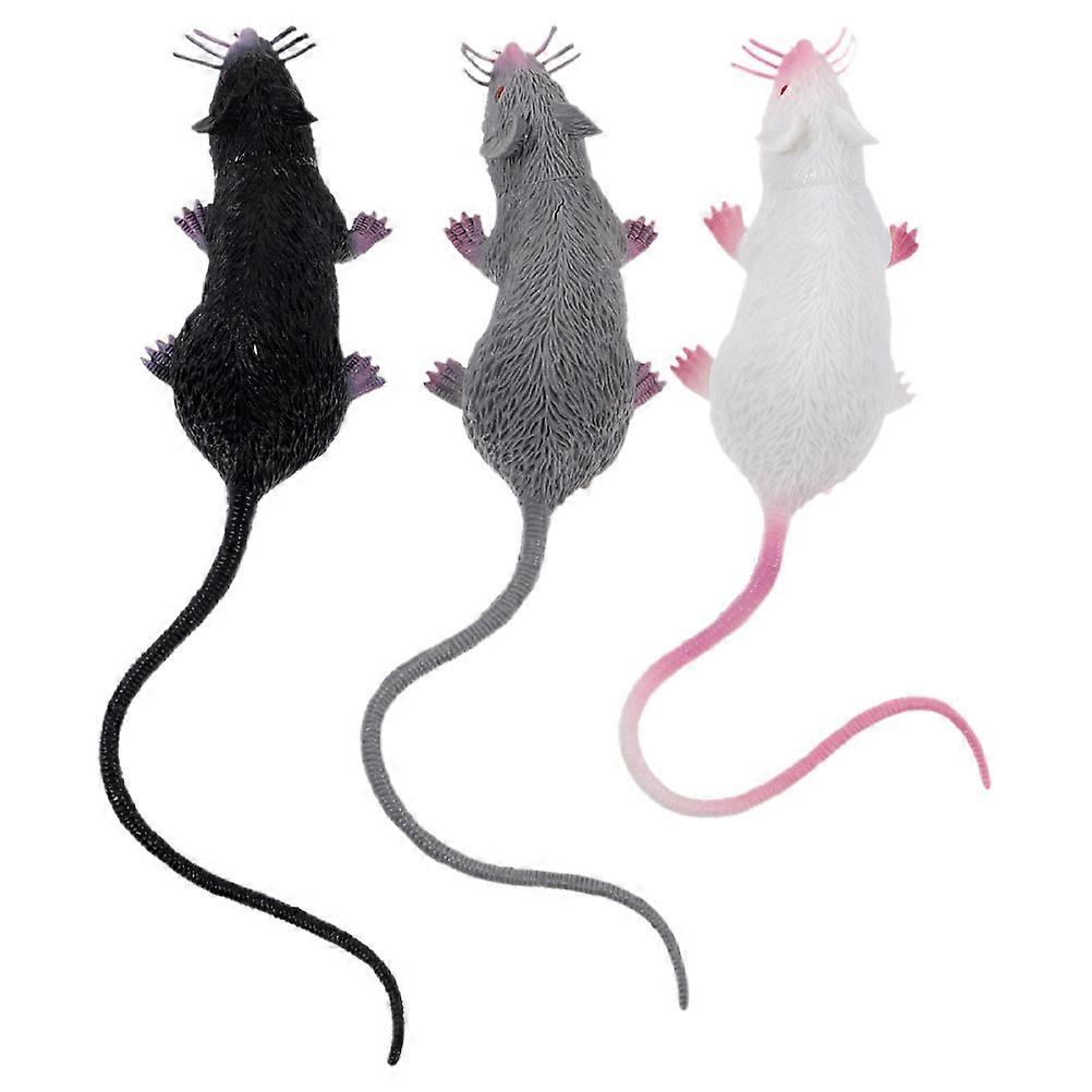 Mouse Figure for Pranks and Learning Tool 3Pcs Gray Vinyl Material