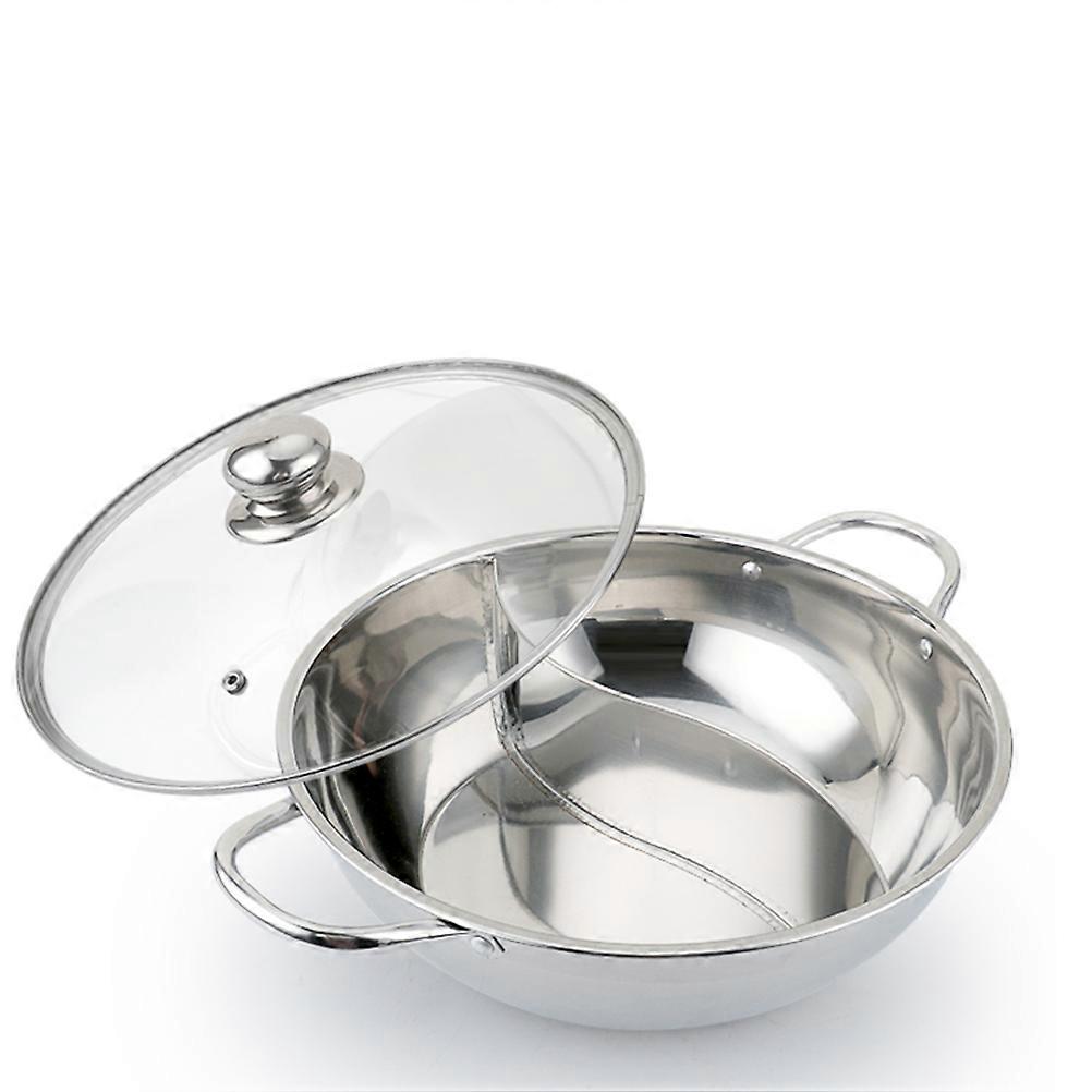 Multifunctional Hot Pot cookware with Divider in Stainless Steel for Kitchen Use 30 cm Diameter