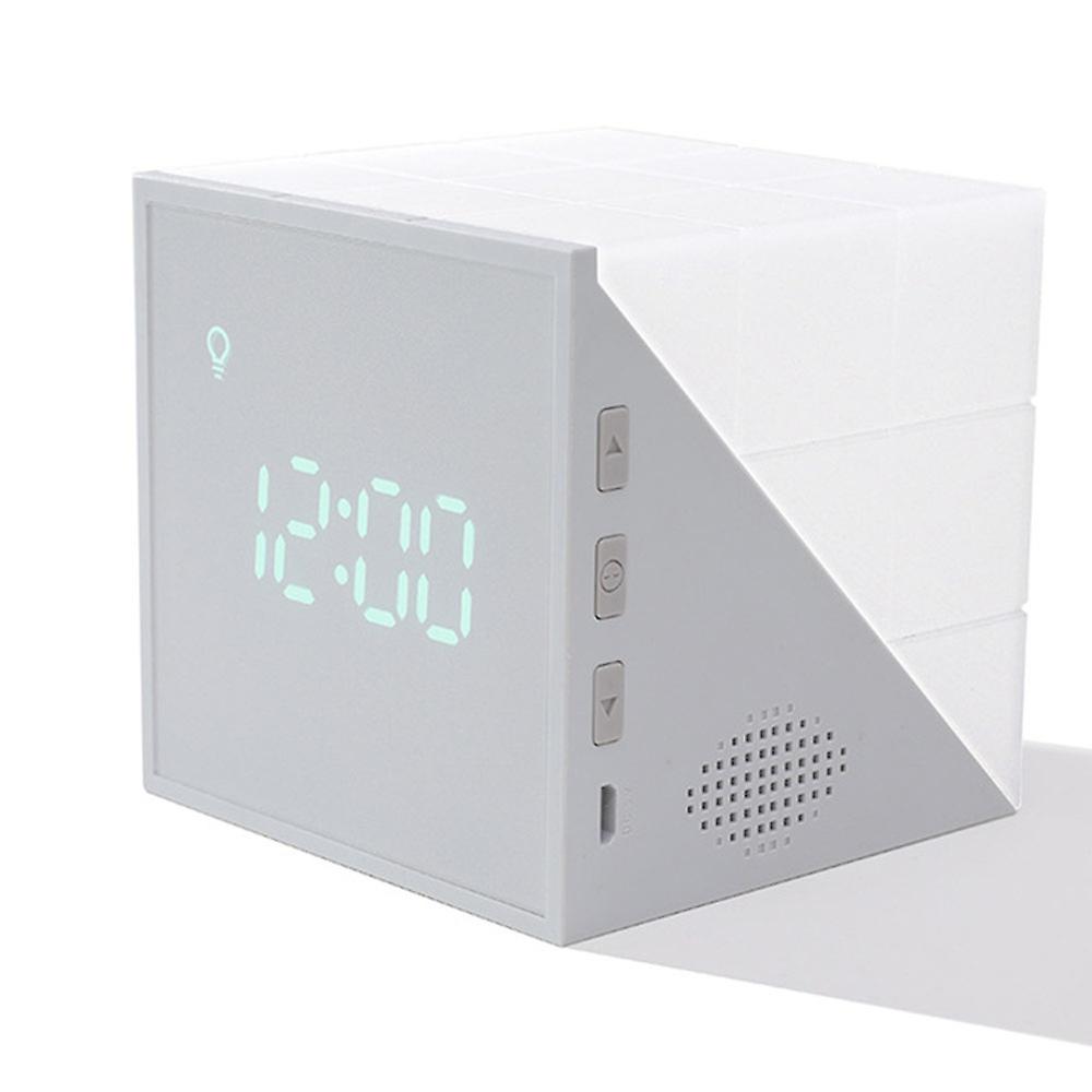 Alarm Clock, Fashion Multifunctional LED Alarm Clock Cube Timer, Thermometer Creative LED Night Light - Grey