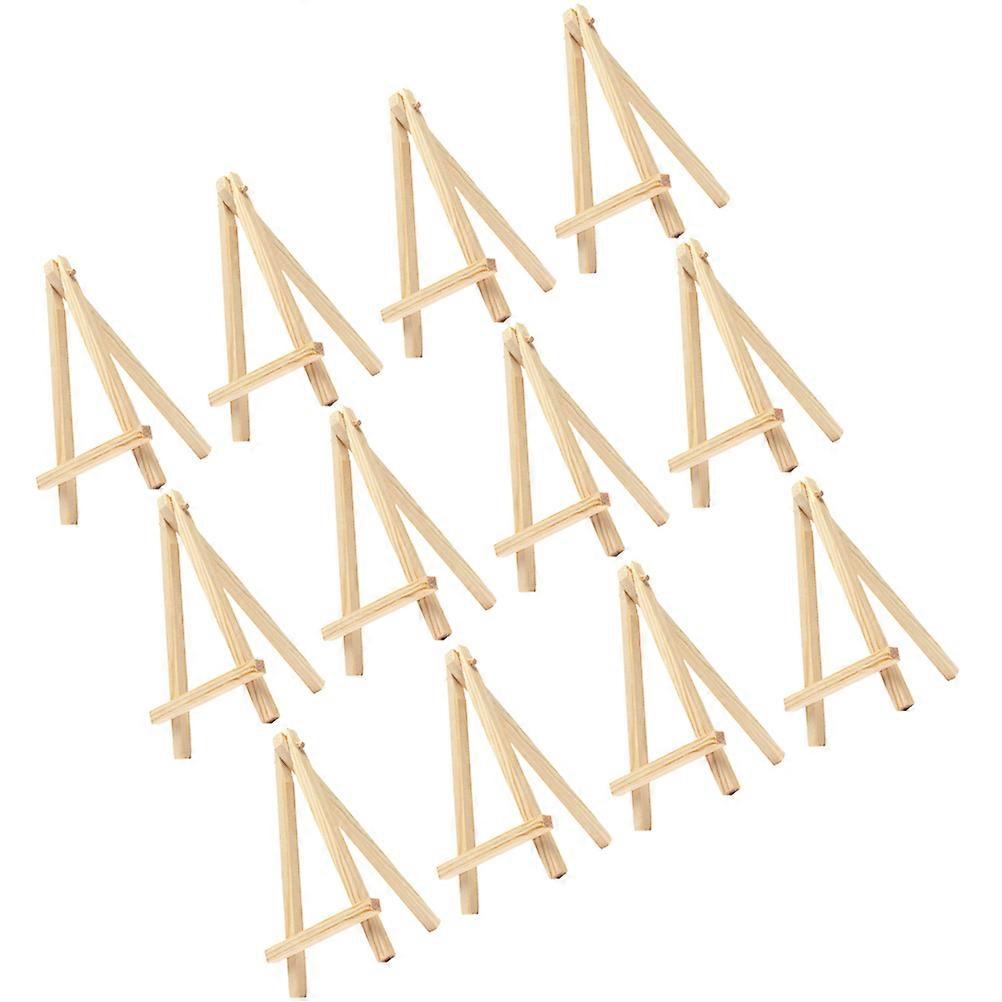 Tripod Easel Stand Mini Wooden Easels Display Rack For Home Shop Triangle Frame 9X2cm Beige 12Pcs