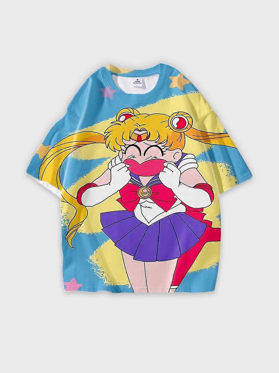 T-shirt round neck Role Pattern loose short sleeve D2328