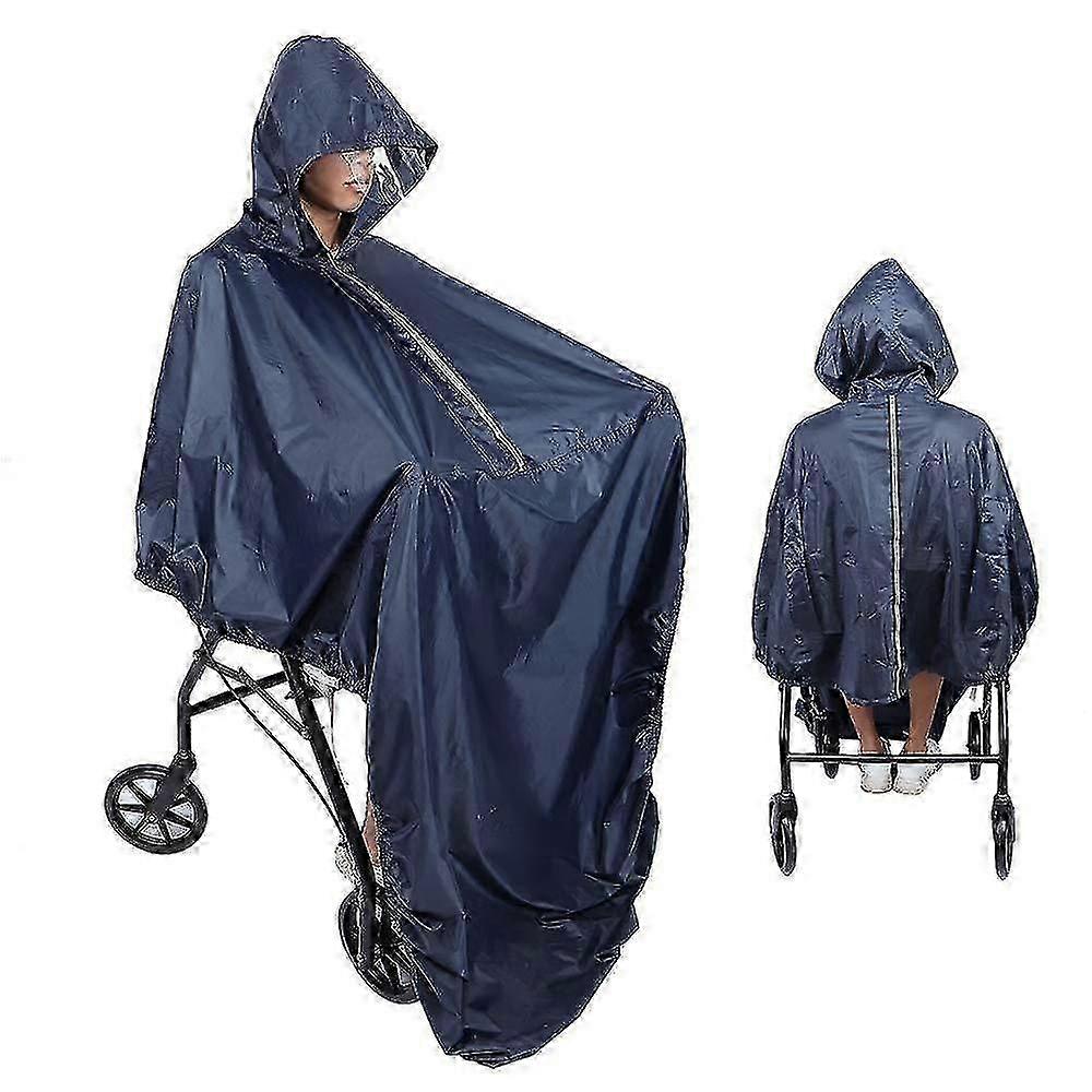 Wheelchair Waterproof Poncho With Hood Rain Protection Cape Water & Tear Resistant Polyester Cover - Over Knee Coverage - Secure Neck Closure - On