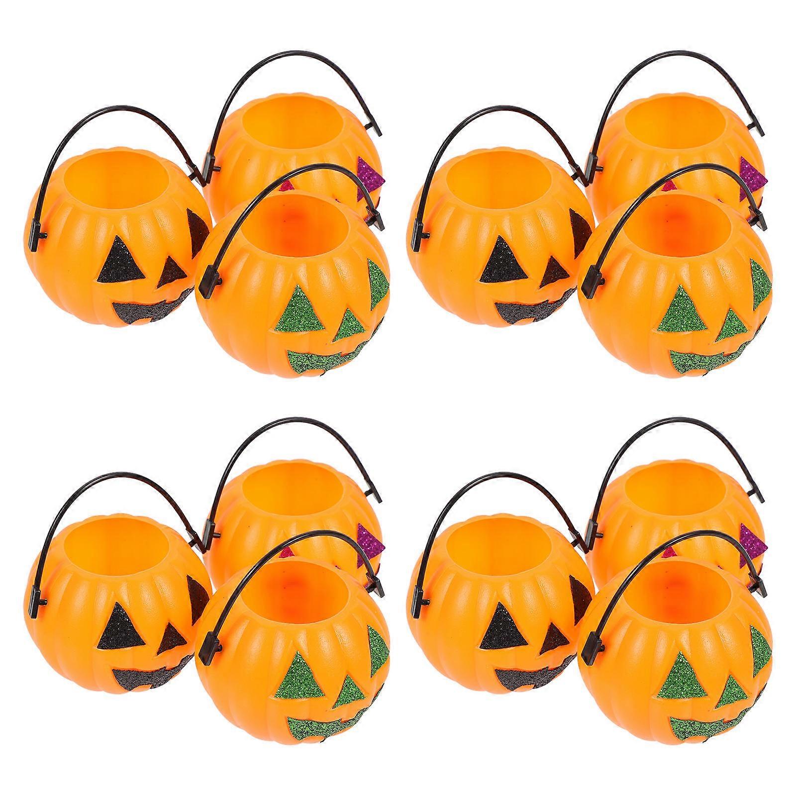 12pcs Portable Halloween Pumpkin Buckets, Creative Lightweight Candy Holders for Parties, Random Color