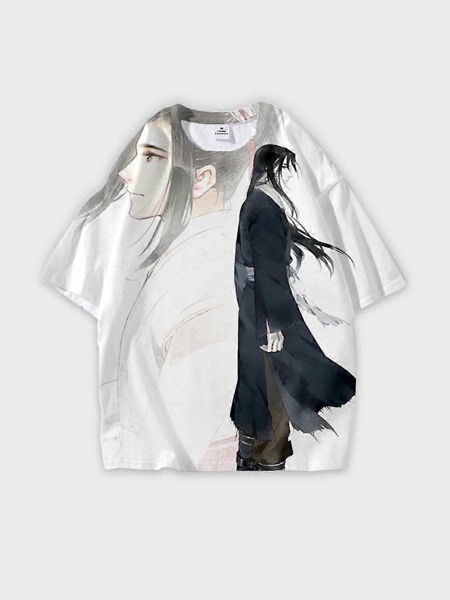 T-shirt round neck Character Pattern loose short sleeve Q55