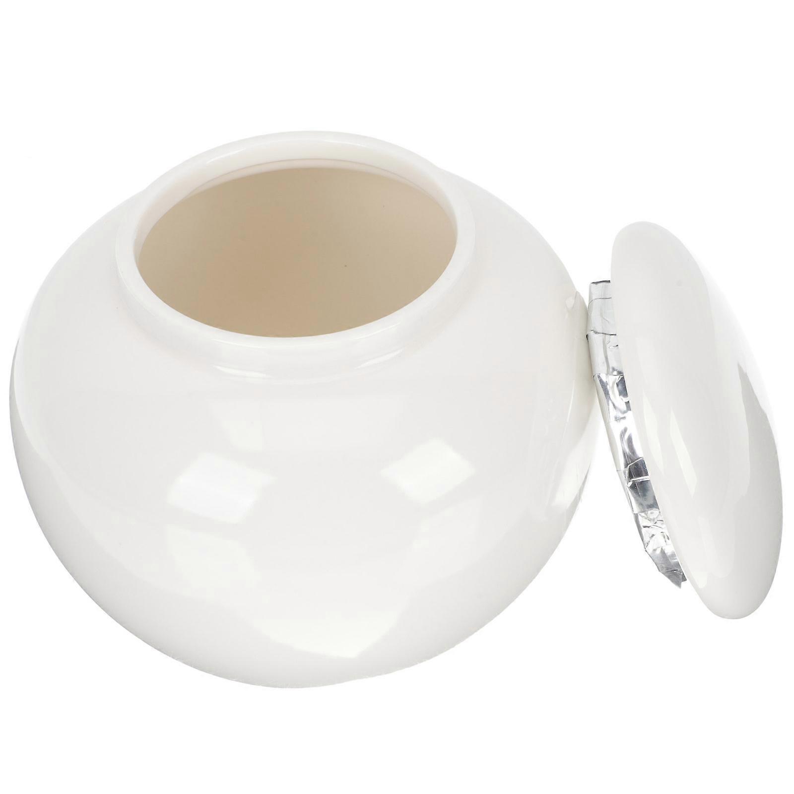 White Ceramic Pet Urn for Storage Simple Style Small Container Perfect Gift 4.3"x3.5"x2.8"