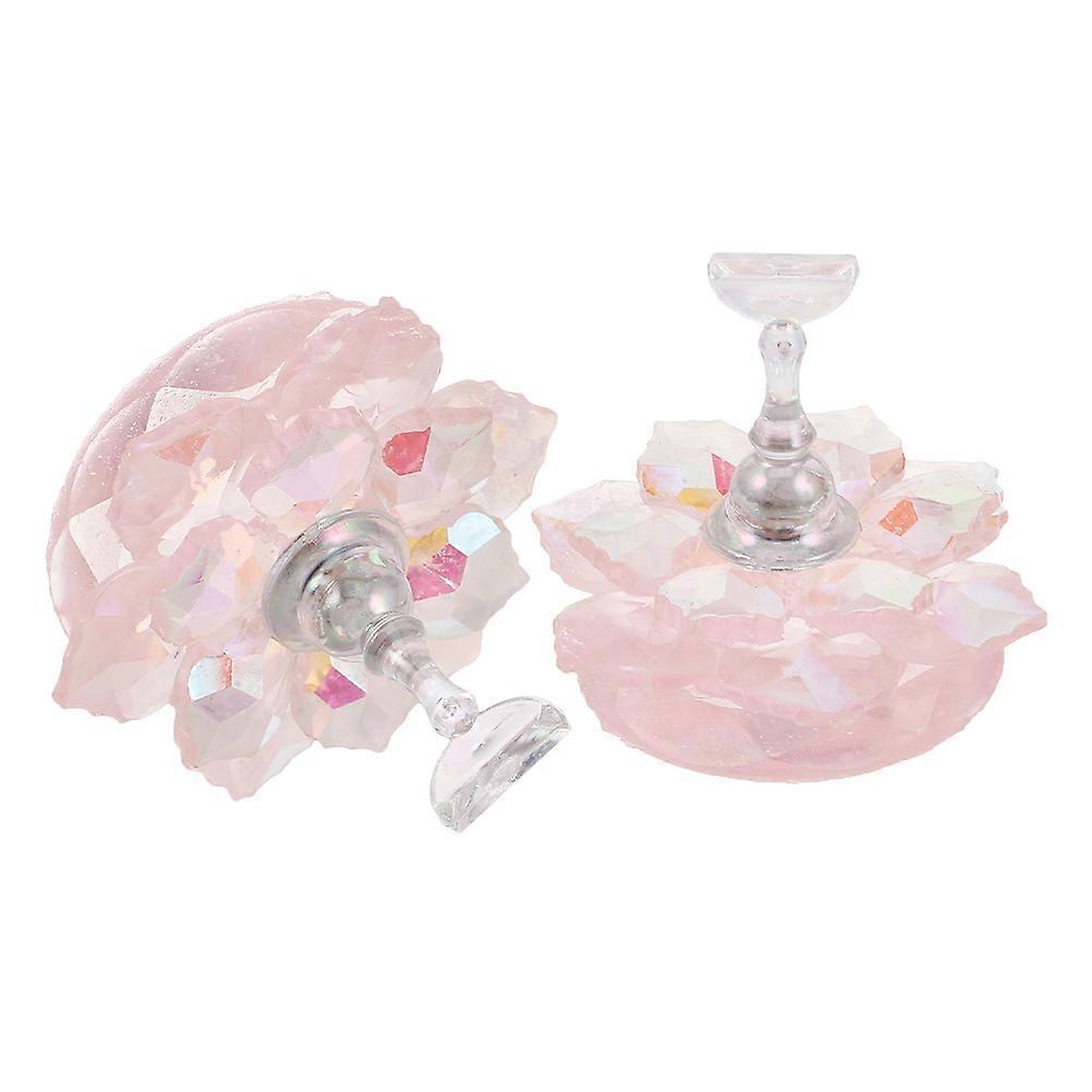 Pink Cherry Blossom Iridescent Nail Tip Stand Holder Reusable Display Rack for Nail Art Practice DIY Manicure Techniques Salon Use