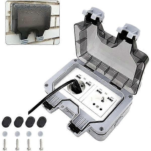 Ip66 Double Socket With USB ports - Waterproof socket - Socket outlet - Surface mounting - Protective contact
