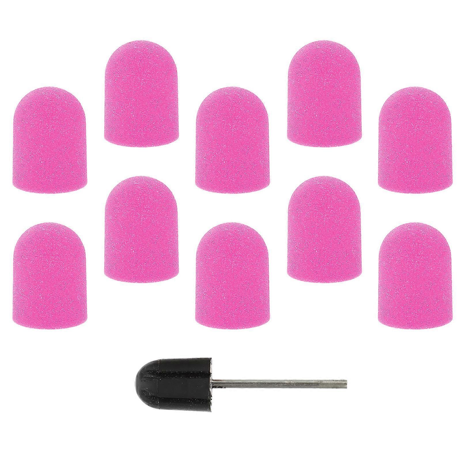 Purple Sanding Caps for Nail Art with Plastic Grinding Heads Portable and Light Weight for DIY Use 10pcs