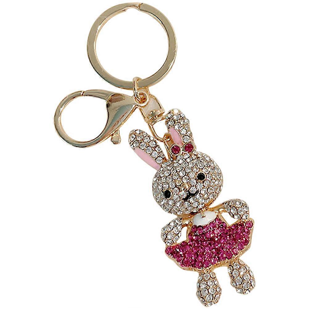Metal Rabbit Keychain Shiny Bunny Pendant Backpack Hanging Accessory 2pcs