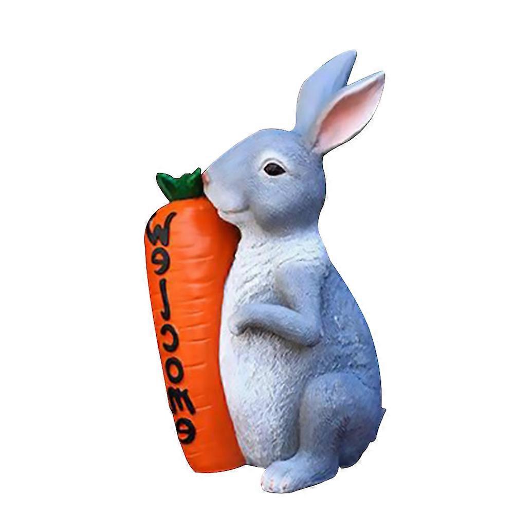 Welcome Adornment Resin Bunny Figurine For Outdoor Garden Use 9.2x5.6x5.4in 1Pack Charming Appearance