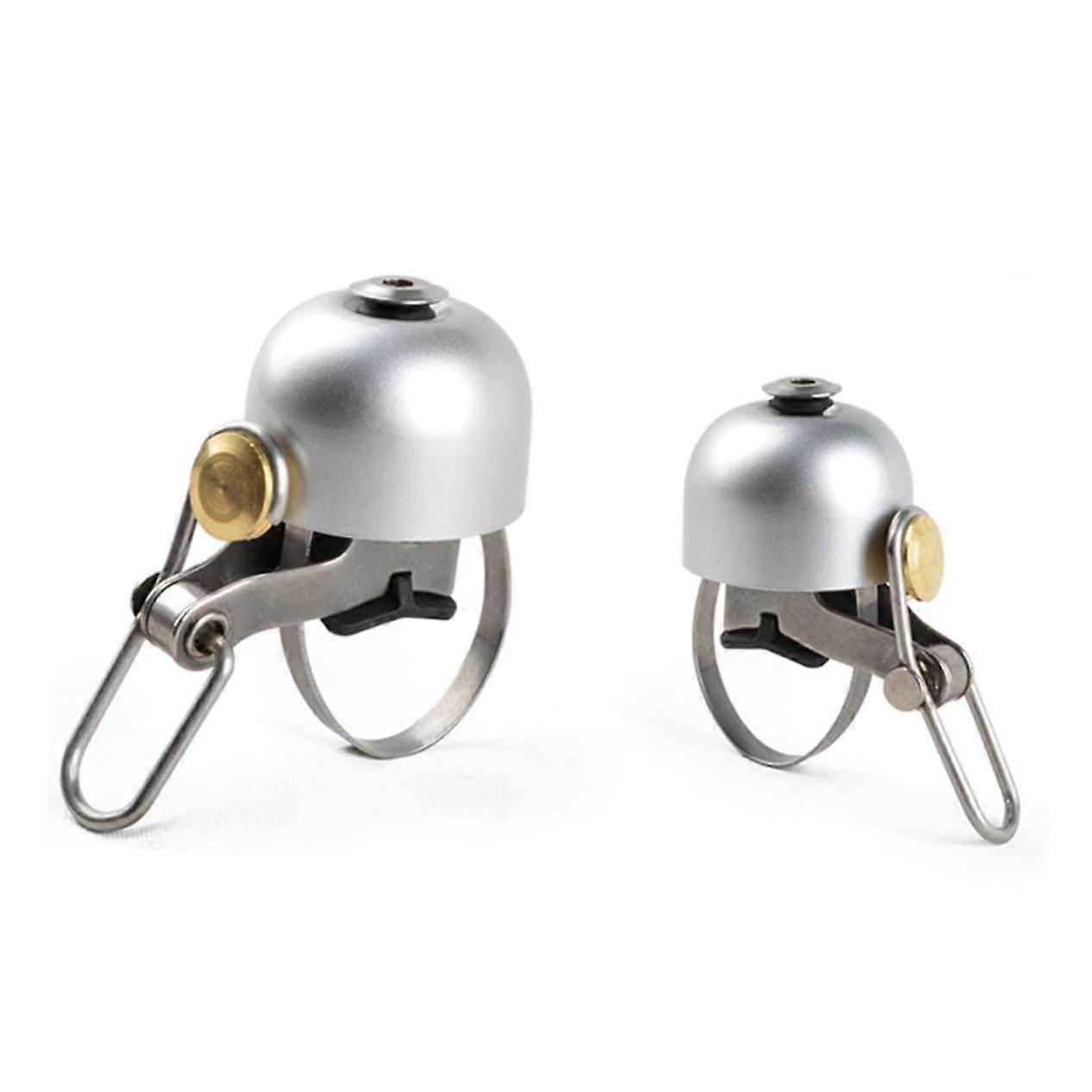 Retro metal bicycle bell with handlebar mount for mountain bikes and road bikes, silver