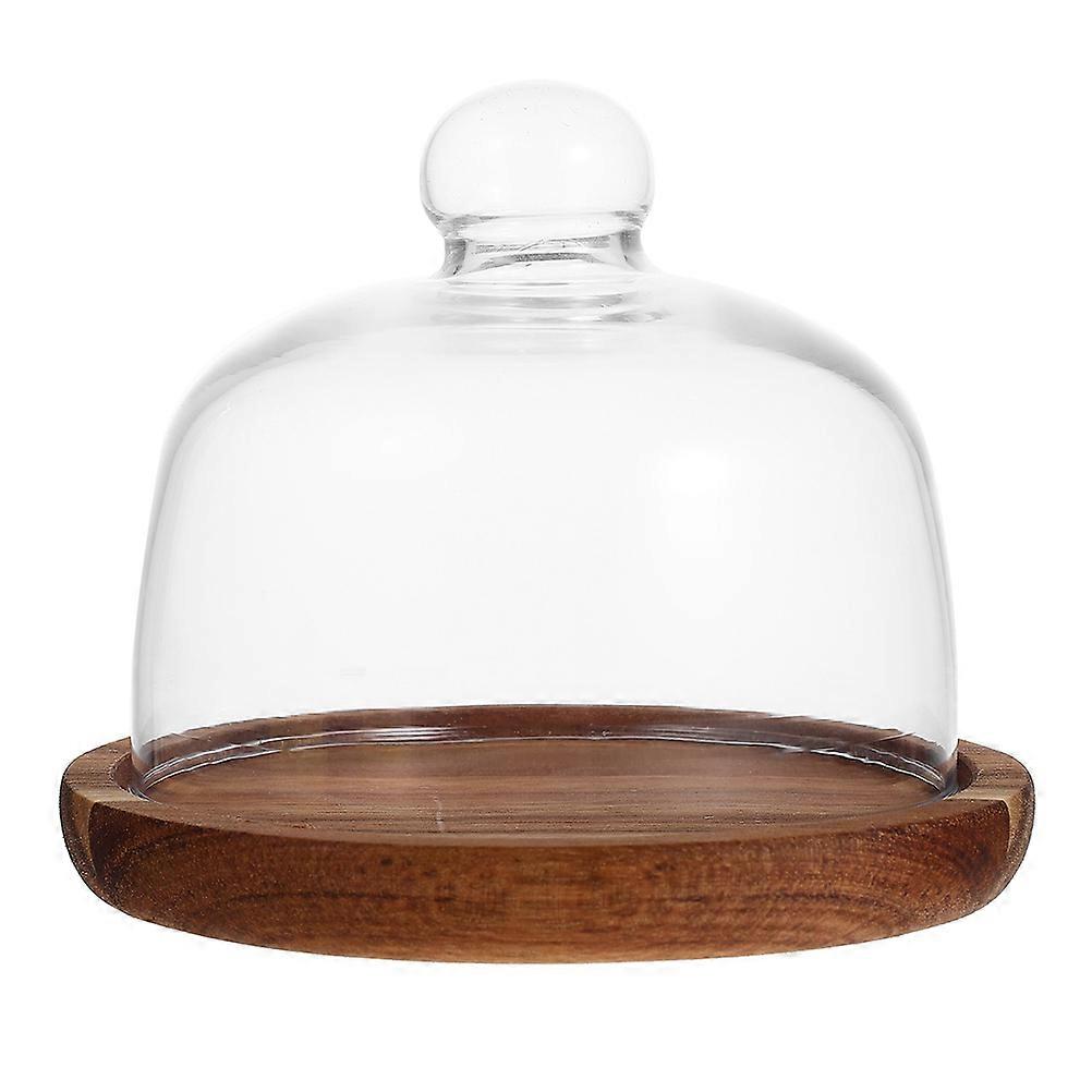 Multi Function Acacia Wood Cake Tray with Glass Cover for Weddings, Birthdays & Home Use – Transparent Design for Easy Food Visibility