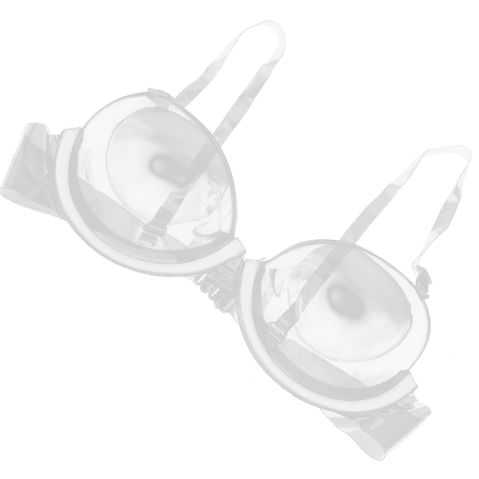 Transparent Plastic Bra with Adjustable Straps for Women Size 40 3/4 Cups Spandex Material