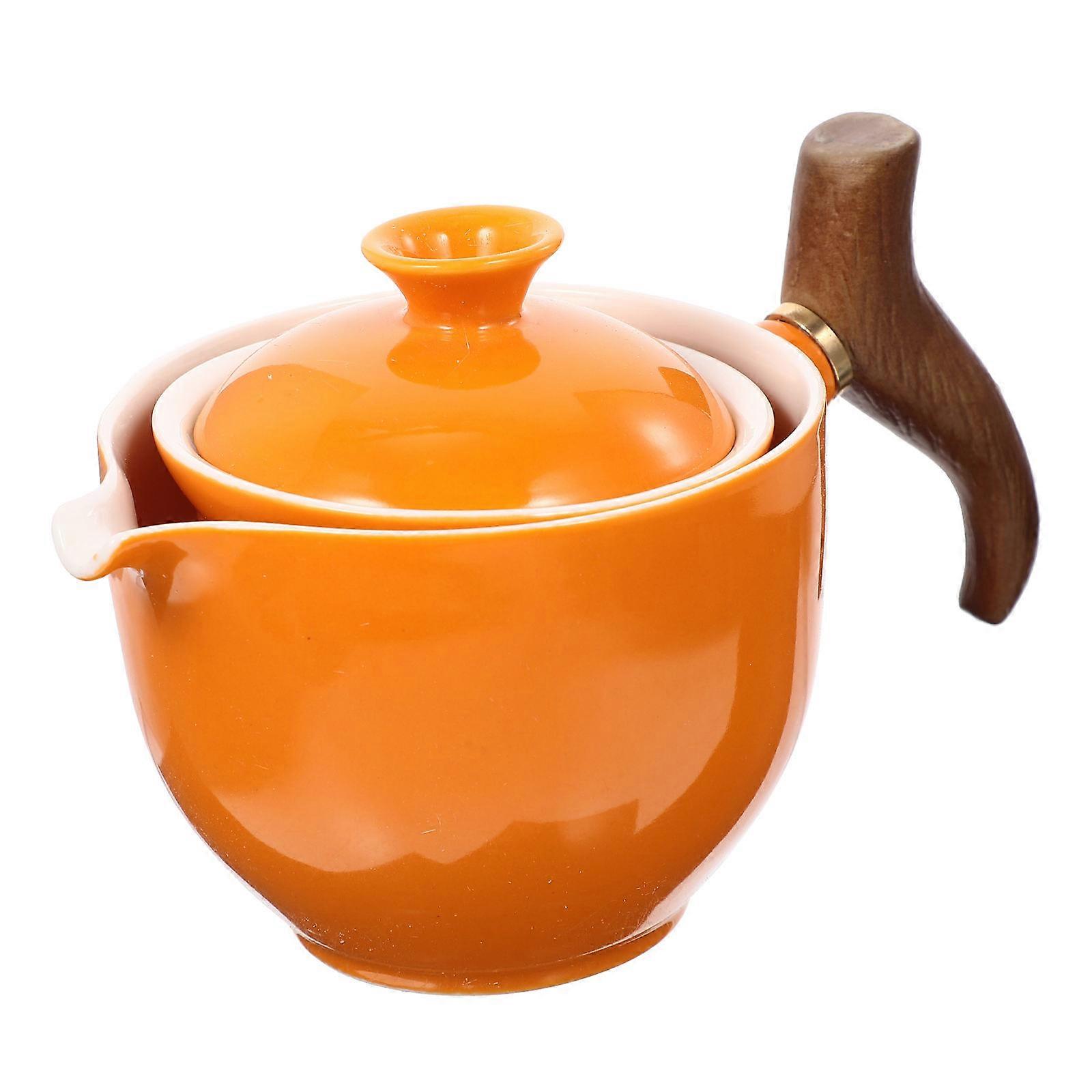 Portable Ceramic Tea Kettle with Handle – Compact Handheld Teapot for Travel and Home, Ideal for Loose Leaf Tea Lovers