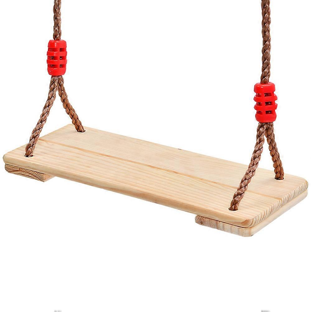 Beige Outdoor Swing Seat with Sturdy Synthetic Ropes for Playing Durable Non Slip Wood Surface 1pc