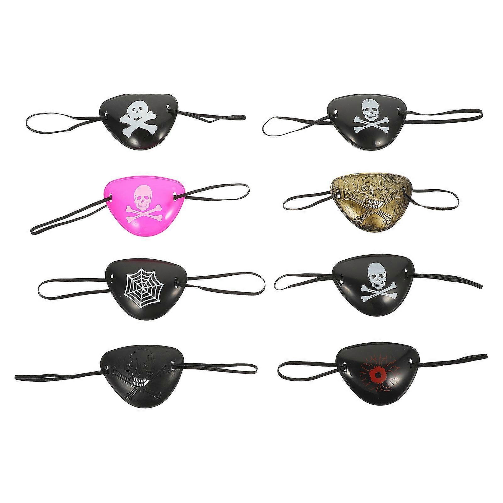 Costume Eyepatch 8Pcs For Adults And Kids With Unique Skull Pattern Ideal For Halloween Celebrations