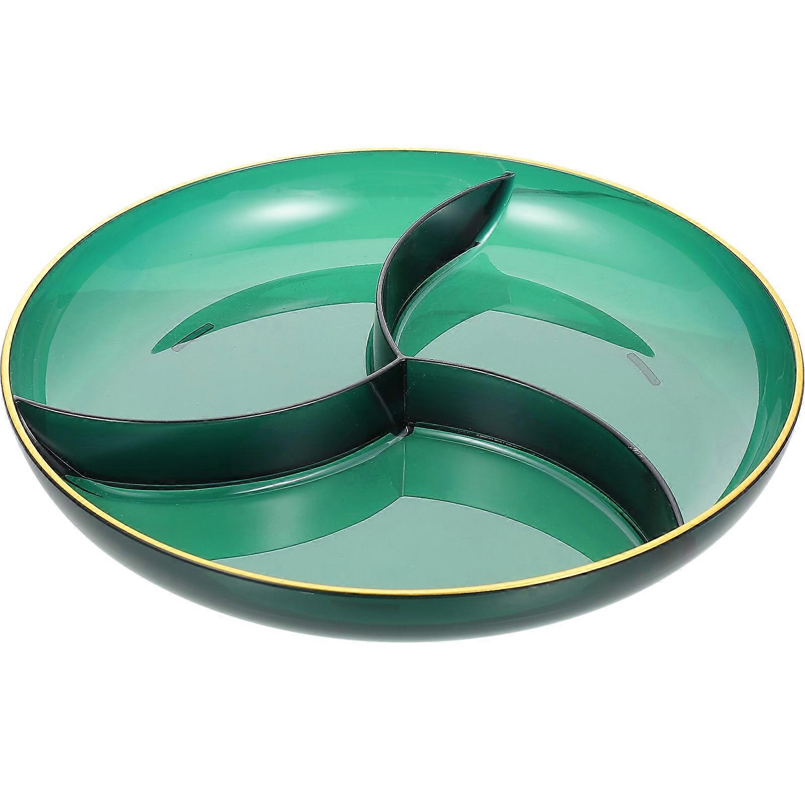 Green Fruit Tray for Home Use Perfect for Storing Fruits Snacks and Desserts 3 Grids