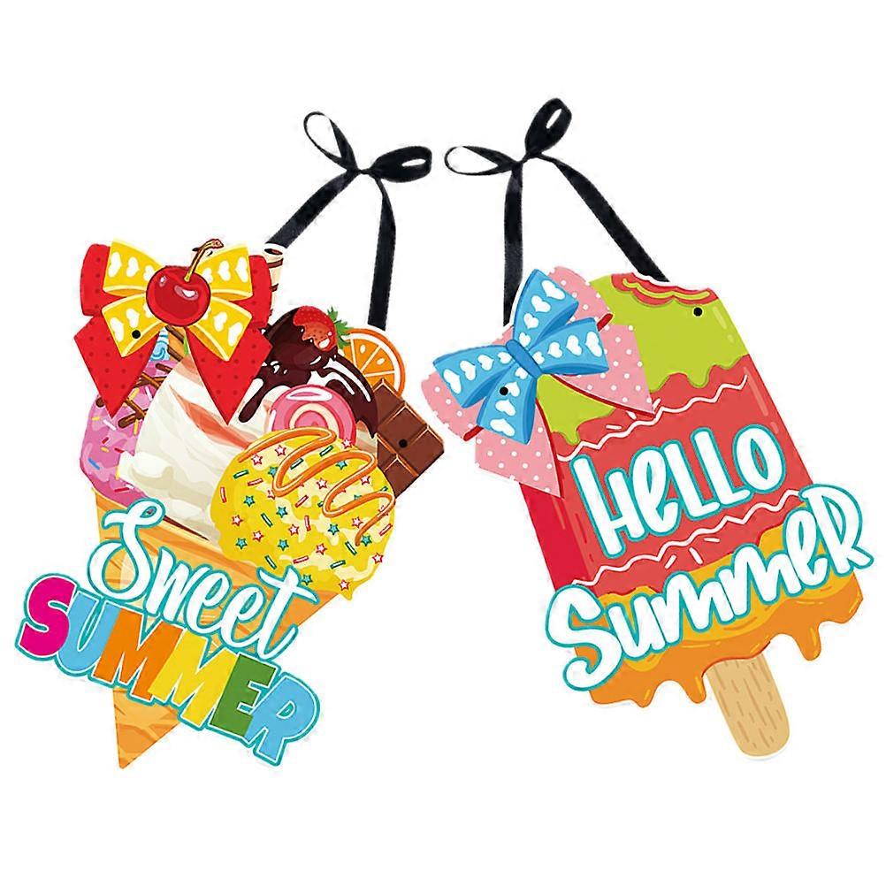 الآيس كريم باب علامة لوحة 32x24.5 سم متنوعة الألوان معلقة الديكور مناسبة للتعليق في الهواء الطلق 2 قطعة