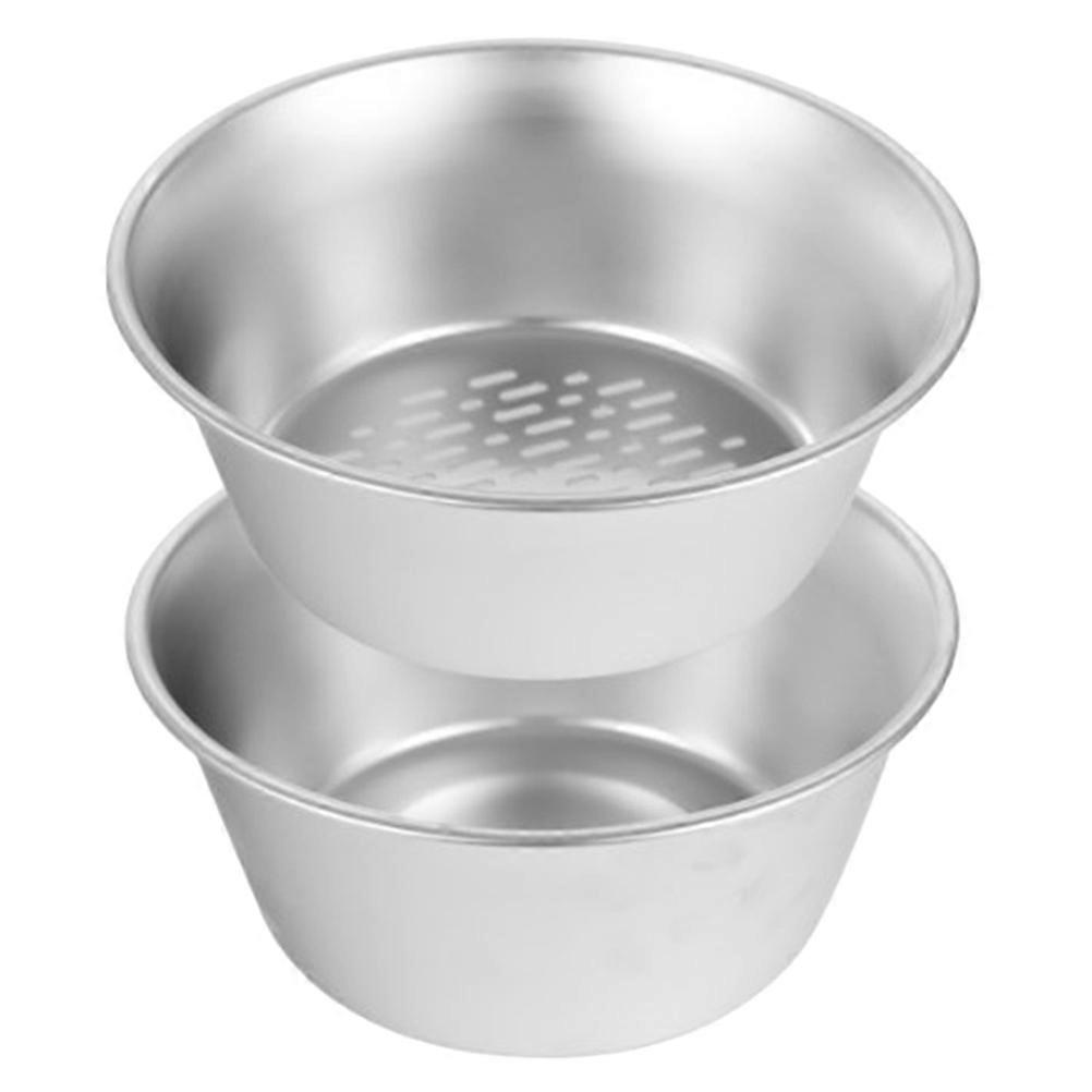 Stainless Steel Silver Rice Strainer with Basin for Kitchen Use 1 Set