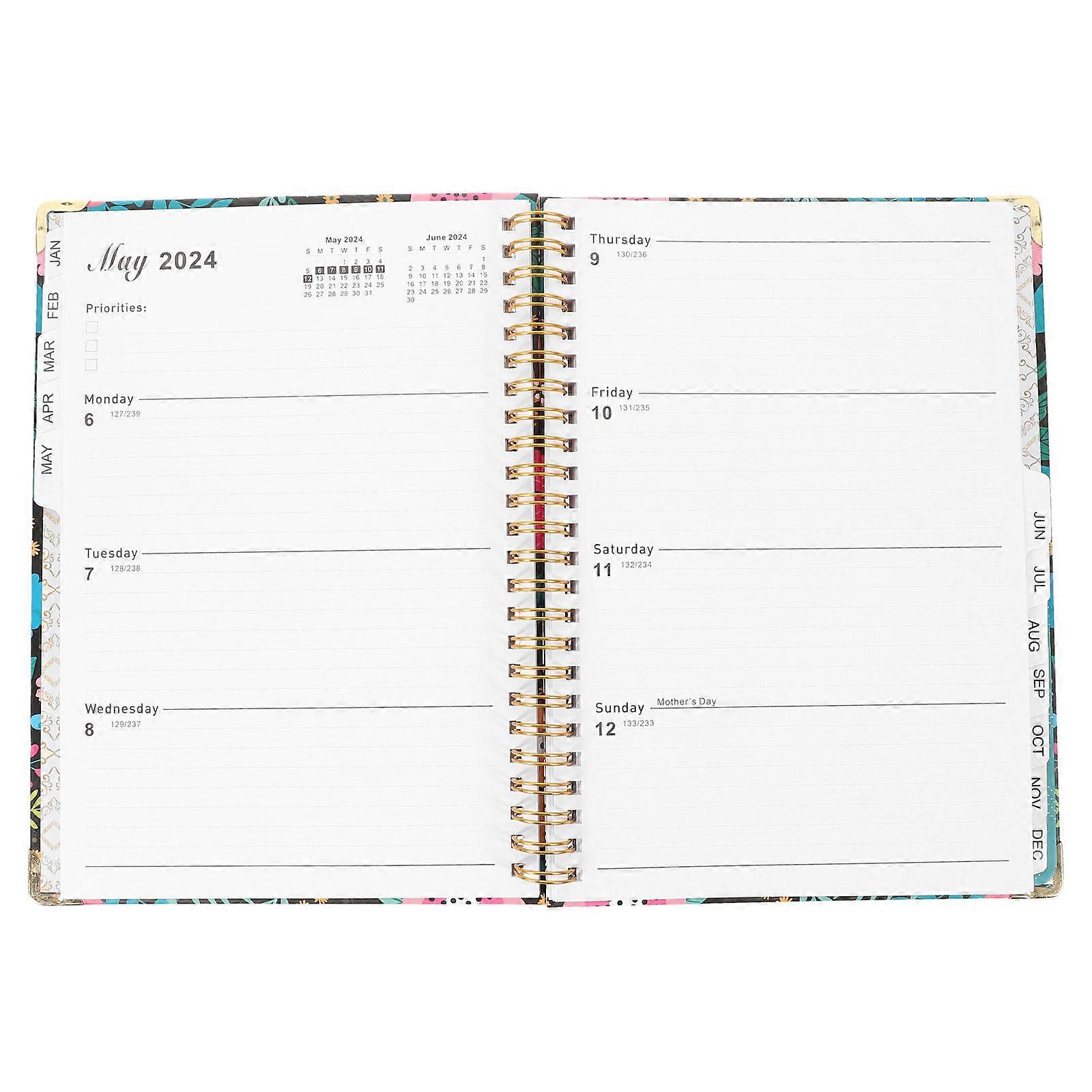 Delicate Planner Notebook Writing Scheduling Daily Use 8.53X6.21X0.59in Multi 1Pcs