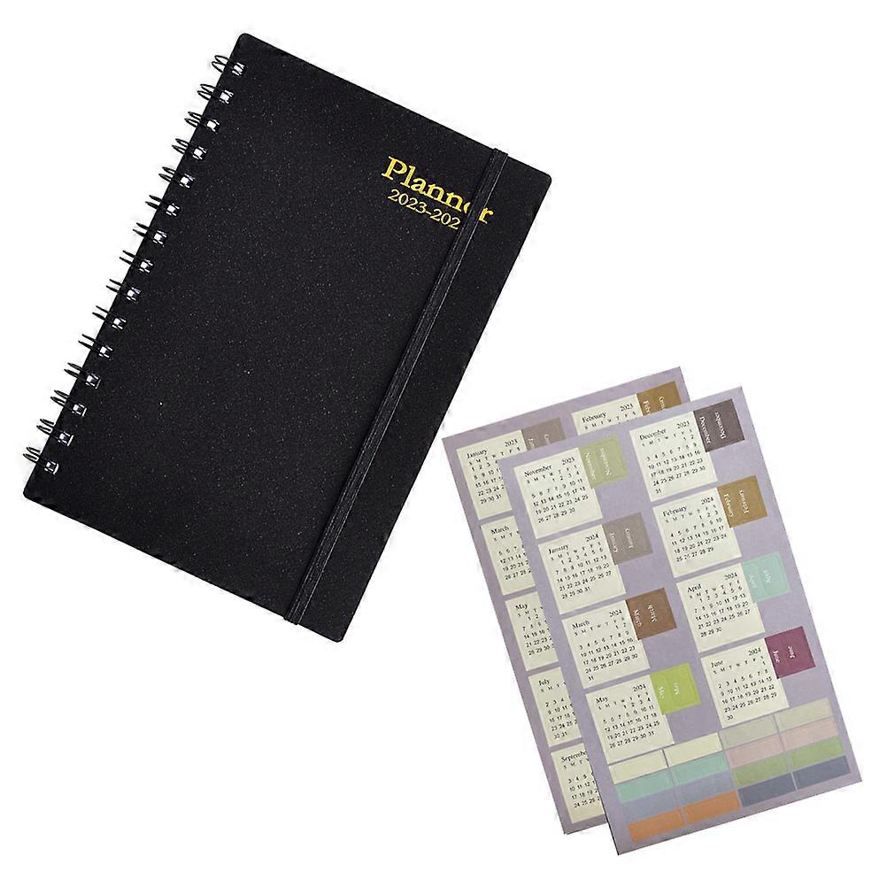 A5 Size Black Paper Planner Notepad for Writing Use with Coil Binding and Monthly Plan