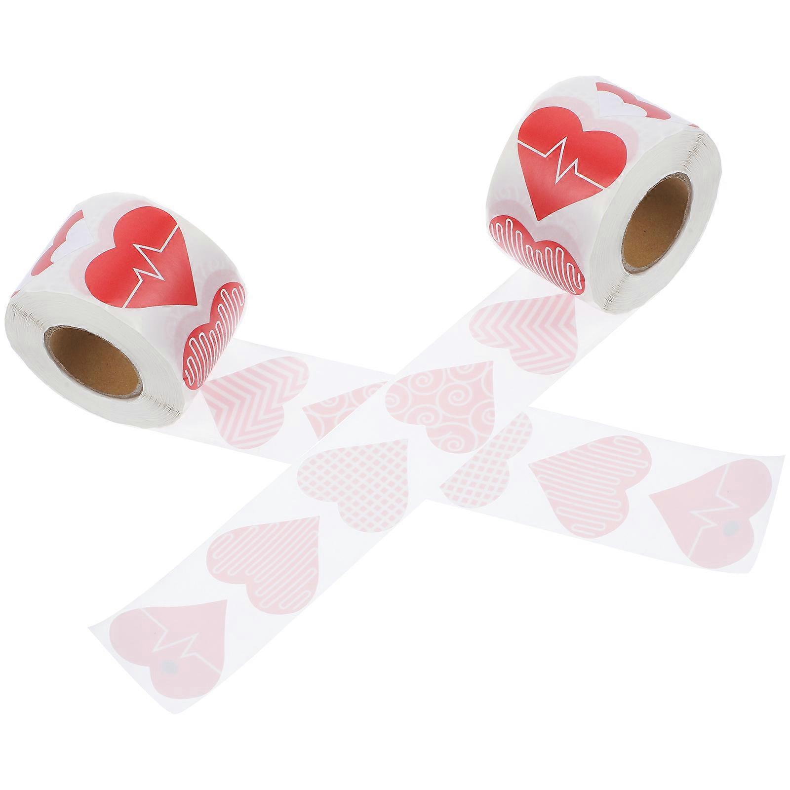 ختم ملصقات لعيد الحب 2 لفات على شكل قلب مغلفات هدية تسميات 500 ملصقات لكل لفة