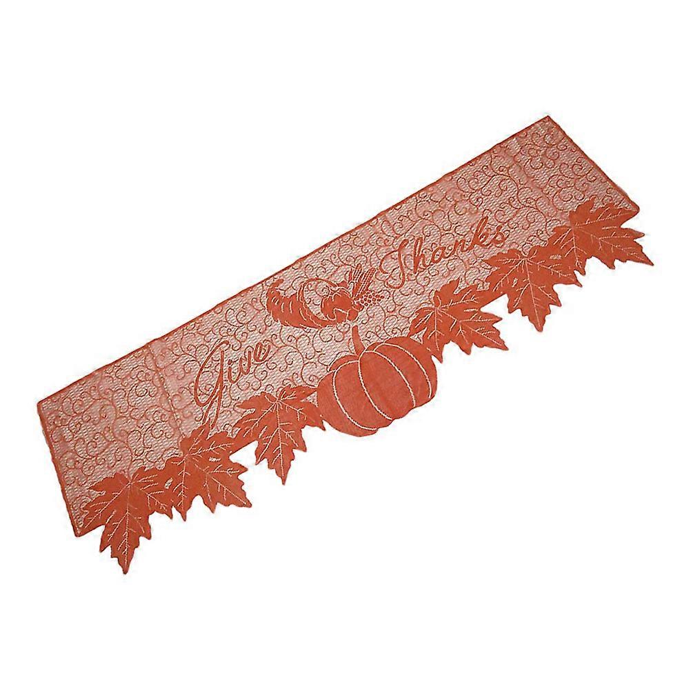 Pumpkin Maple Leaf Table Flag Decoration for Thanksgiving and Easter 20x60 Inch Polyester 1Pack