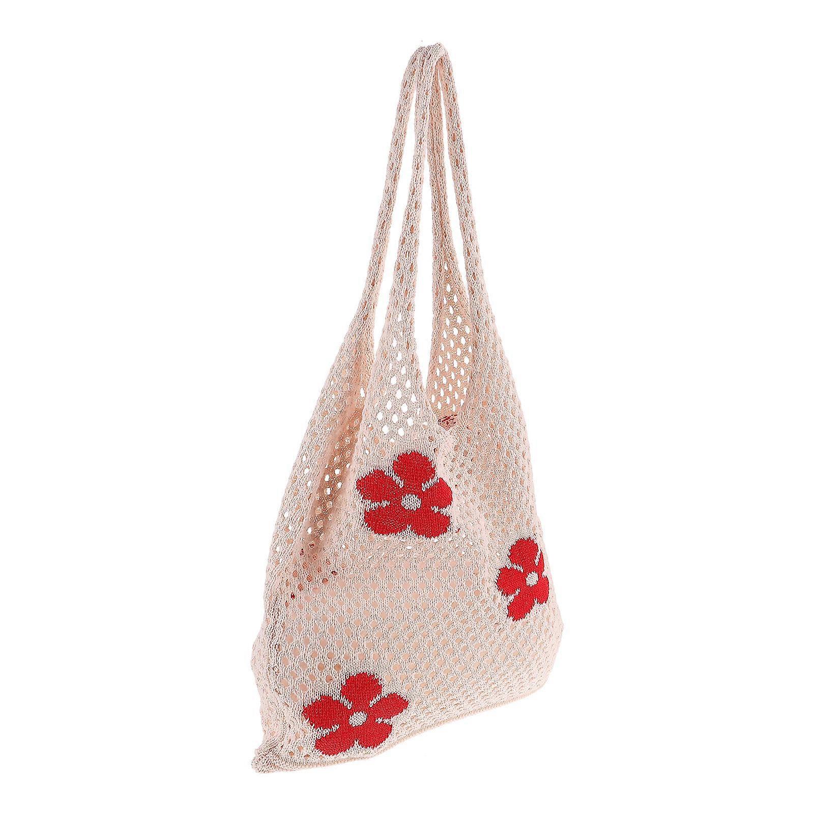 Lightweight Mesh Grocery Bag, Hollow Design Shopping Tote for Beach Travel Everyday Use Wear Resistant Capacity for Weekend Getaways Swimming