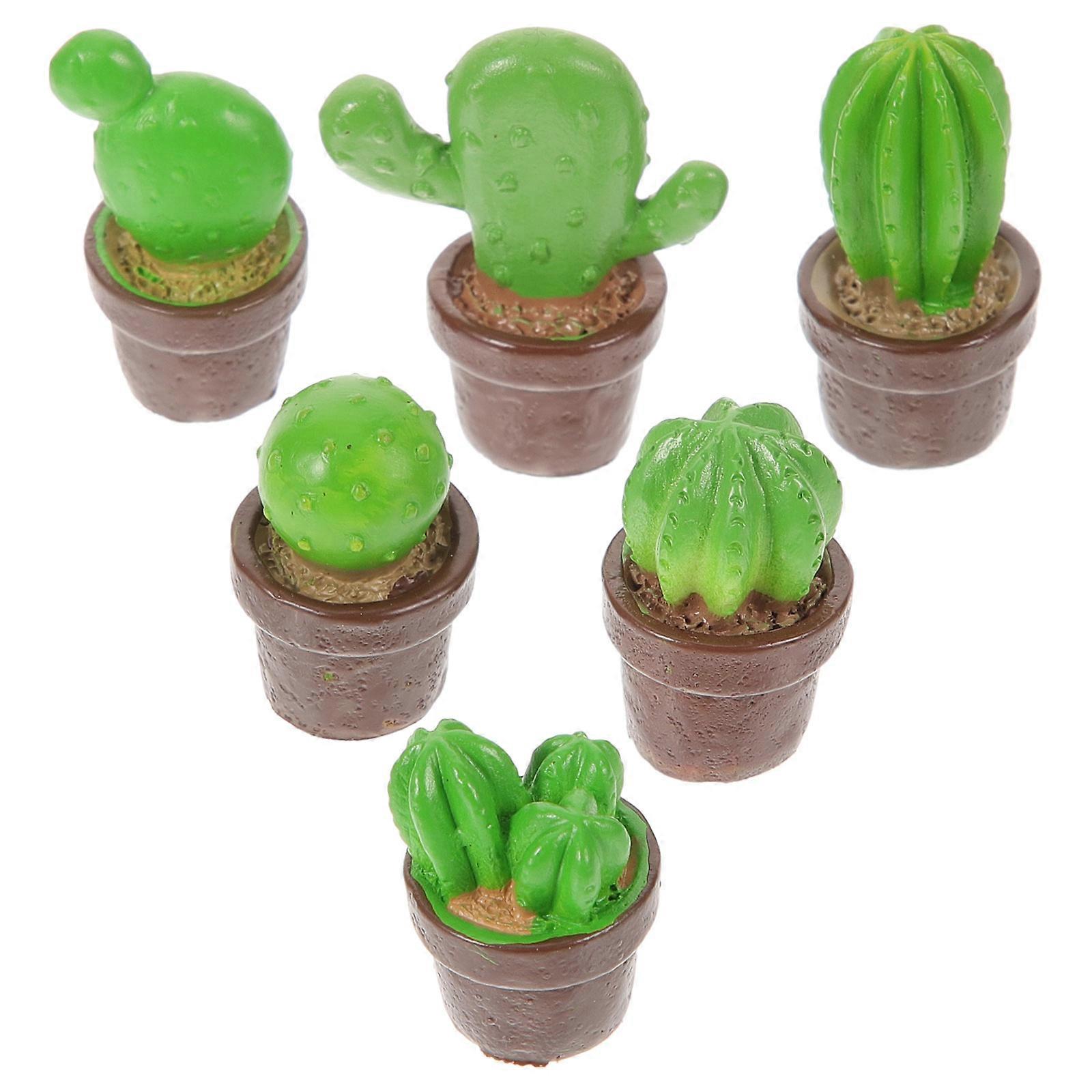 Imitation Bonsai Ornaments 6Set Cactus Decor For In Simple Style With Break-Resistant Attributes