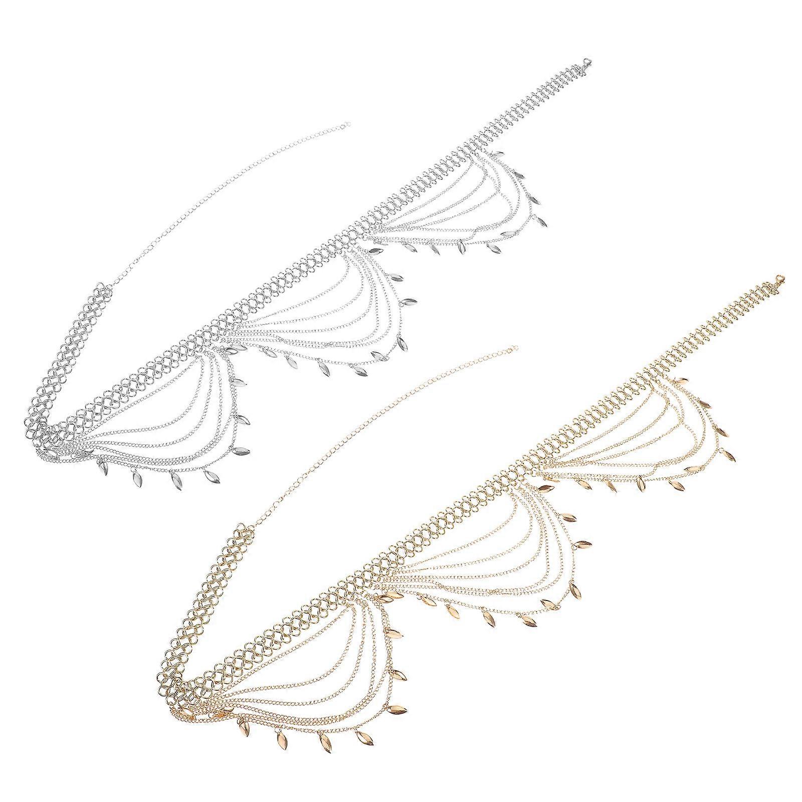 Assorted Color Zinc Alloy Multilayer Waist Chain Belt for Women's Unique Ethnic Design for Parties Festivals 74.5cm