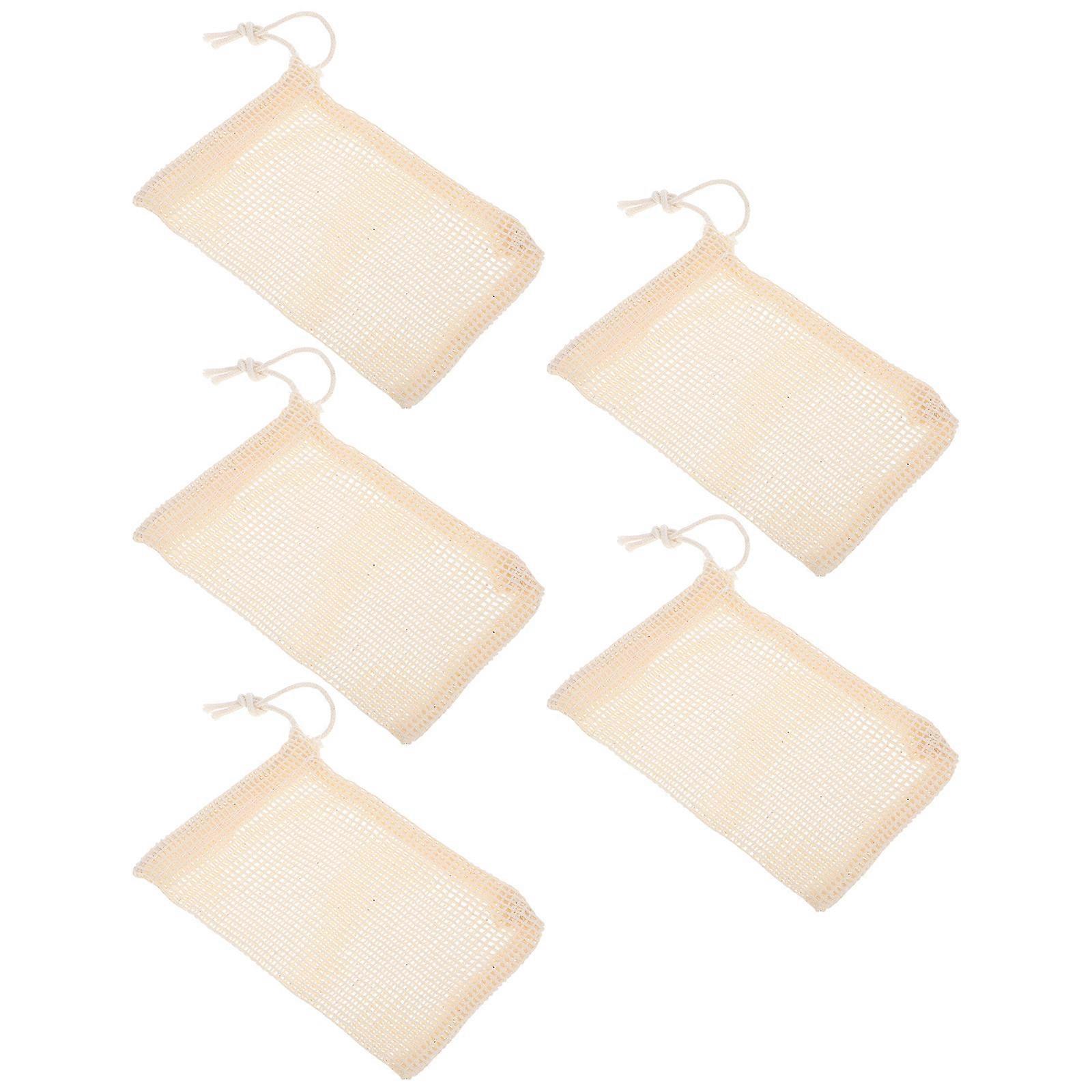 Exfoliating Soap Pouch With Drawstring For Gentle Skin Care 5Pcs Natural Material Size 14.00X9.00X0.80CM Suitable For Shower Use