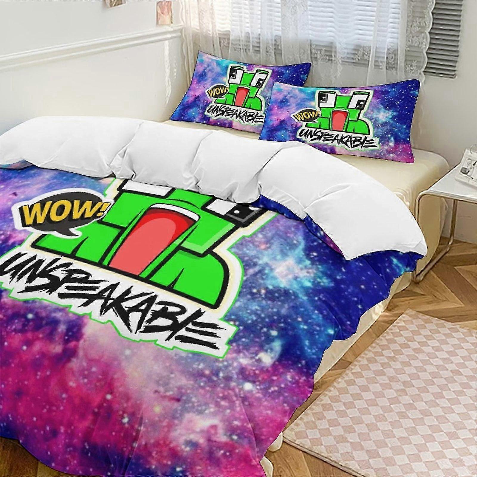 v7135 Bed Sheets Bedding Colorful Galaxy Unspeakable Comforter Set Soft 3 Pcs Twin Bedding Sets Thicken for All Season, 1 Comforter 2 Pillow Shams