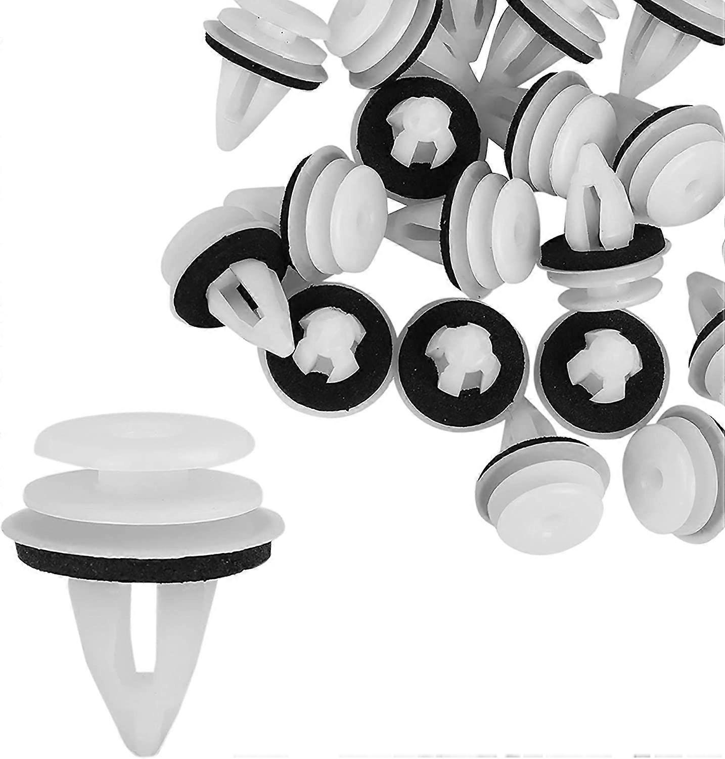 20-Pack White Car Retainer Clips - Plastic Rivet Fasteners