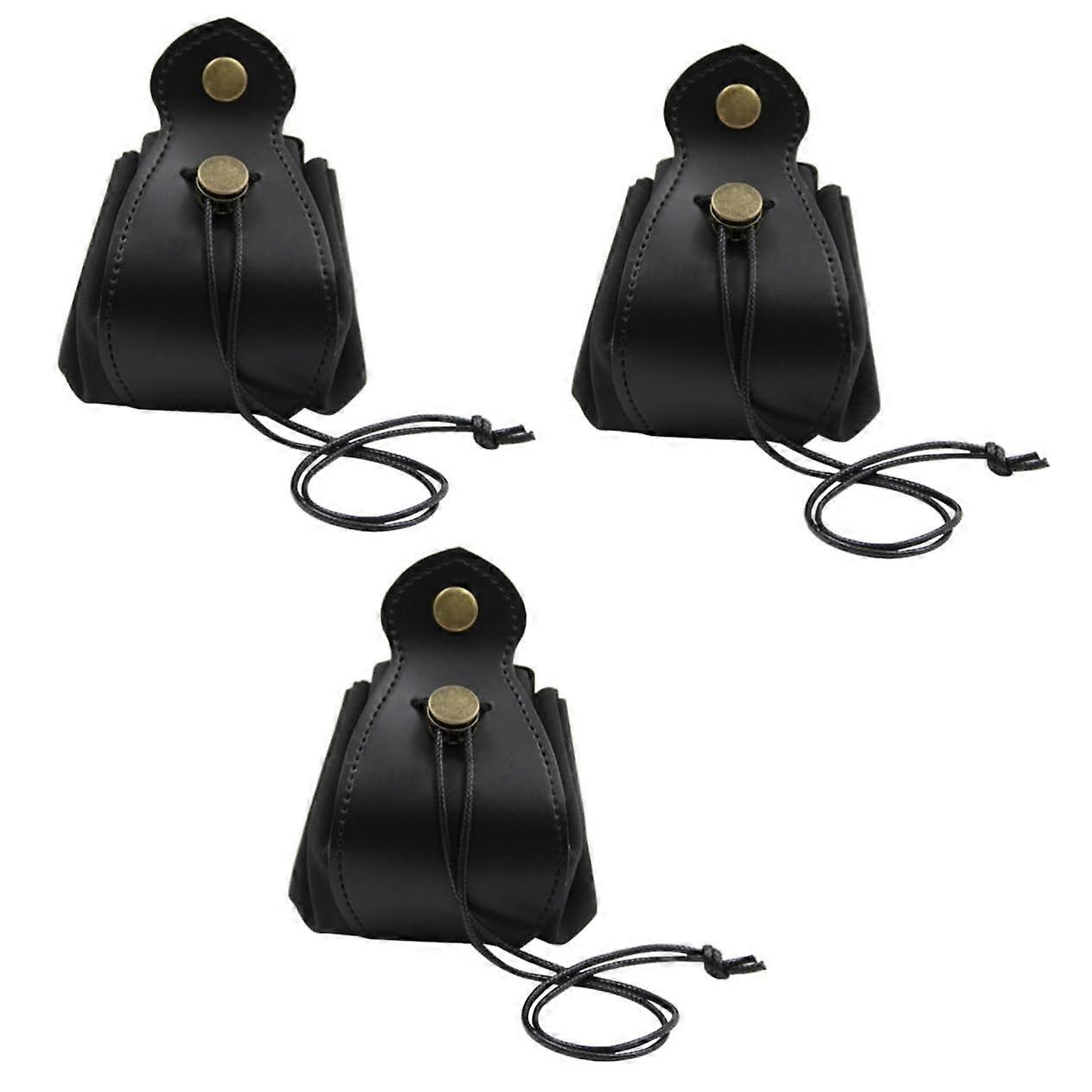 3 Pieces Leather Dice Bags with Drawstring, Storage Pouch for Board Game Pieces