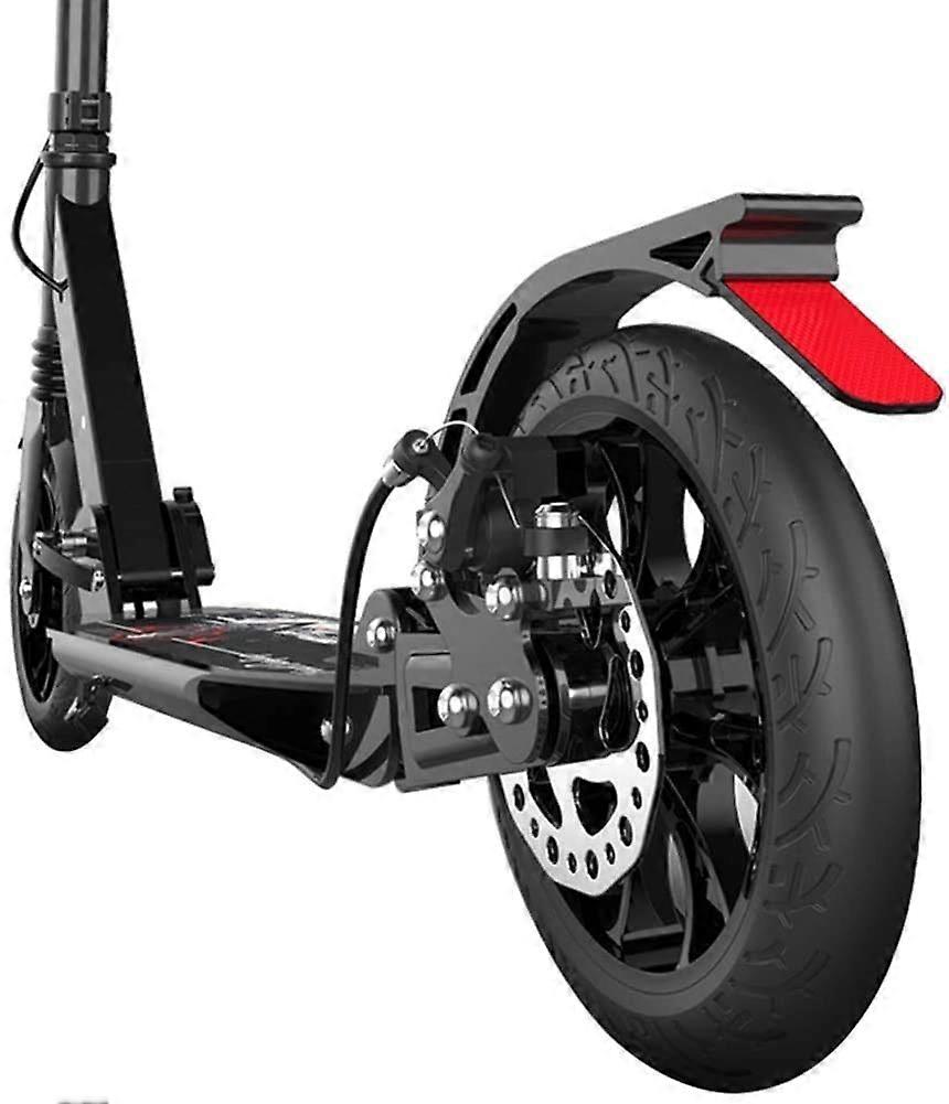 Adult Folding Kick Scooter with Disc Handbrake, Big Wheels, Dual Suspension, Adjustable Height, Supports 220lbs