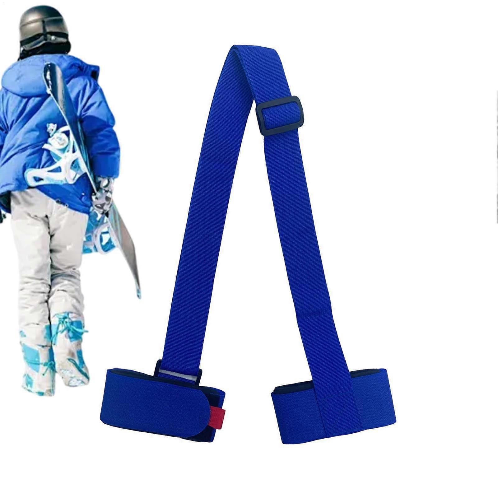 Ski Carrying Straps Adjustable Shoulder Carrier for Mountain Skis Blue | Comfortable Ski Holders with Fastener Tapes
