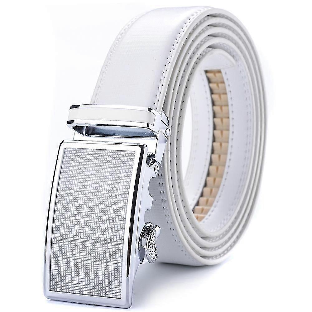White Mens Slide Ratchet Belt