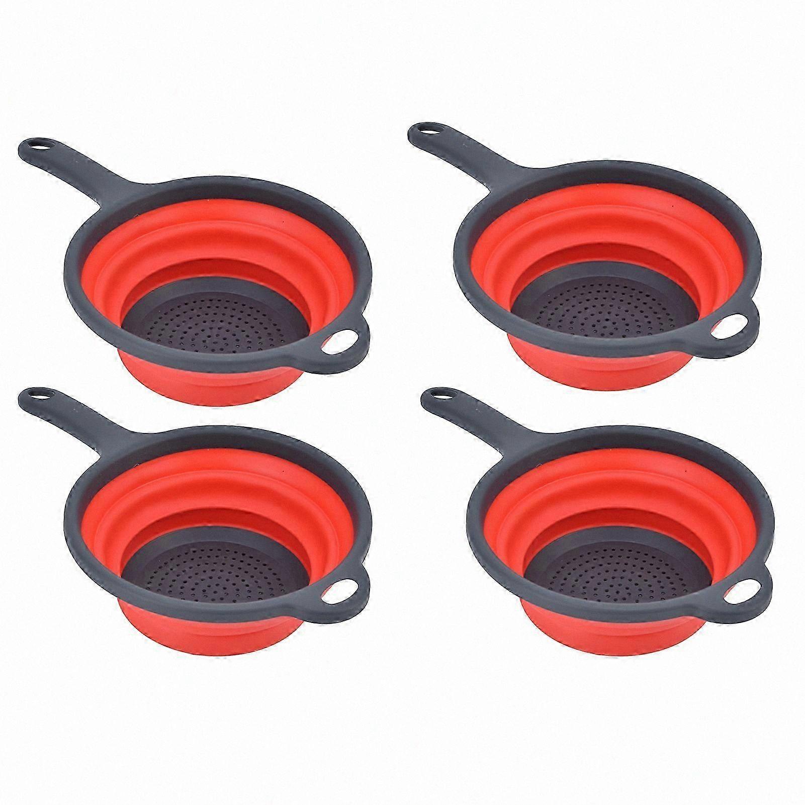 4-Pack Collapsible Colander with Handles and Hanging Hole for Pasta, Veggies, Fruits