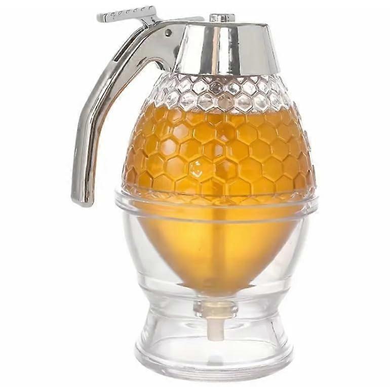 Honey Dispenser 200ml Glass With Stand No Drip Spout, Multiuse Condiment Jar For Syrup Vinegar Olive Oil Clear