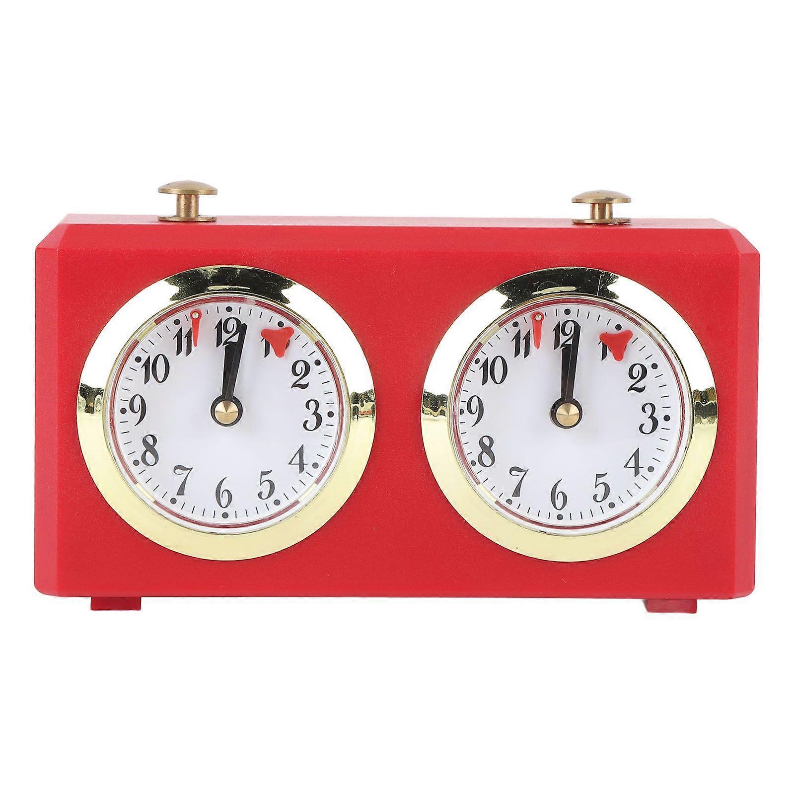 Mechanical Chess Clock Vintage Analog Chess Clock with Large Dials Wind Up Mechanism for Weiqi Competitions Red