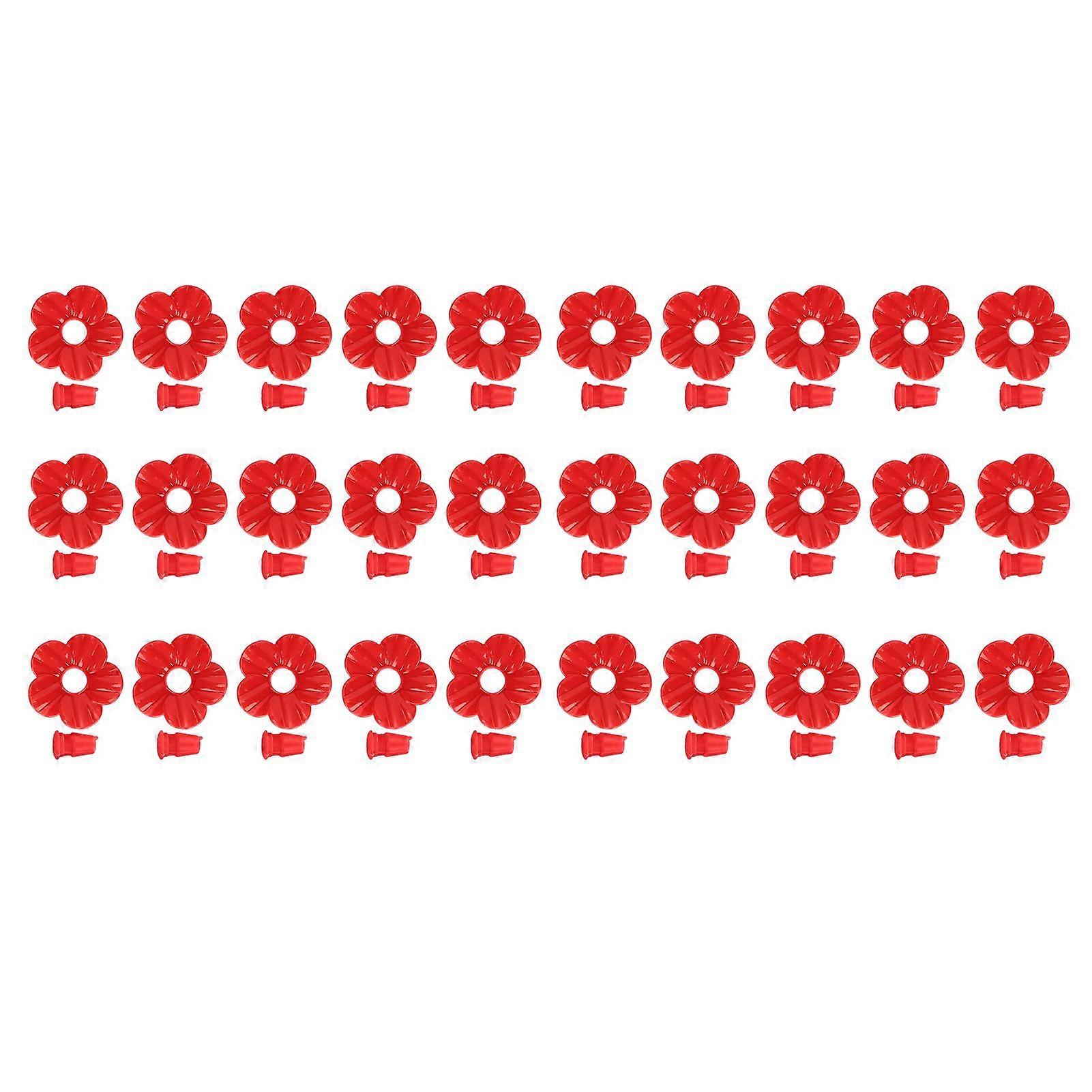 30 Sets Hummingbird Feeder Flowers Multicolor Unique Replaceable Hummingbird Bird Feeder Flower AccessoriesRed