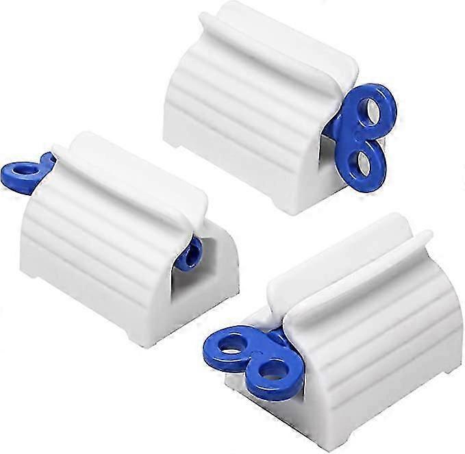 3 Pieces Toothpaste Squeezer Tube with Rolling Toothpaste Holder Squeezing Rotating Bracket Toothpaste Artifact Dispenser for Bathroom (Blue)