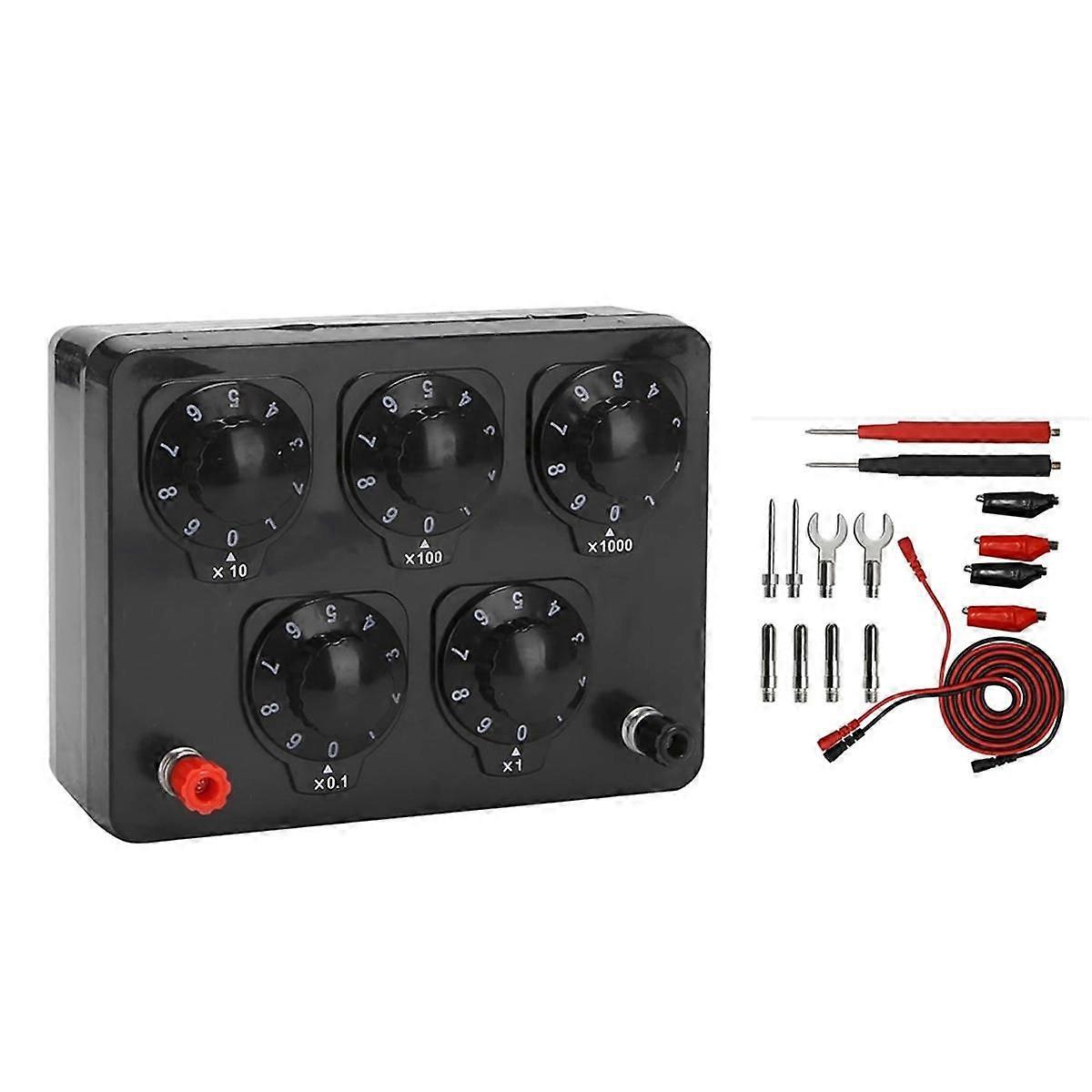 1Pcs Black Resistance Box Iron Variable Decade Resistor 0-9999.9 Ohm for Physical Teaching & 16Pcs