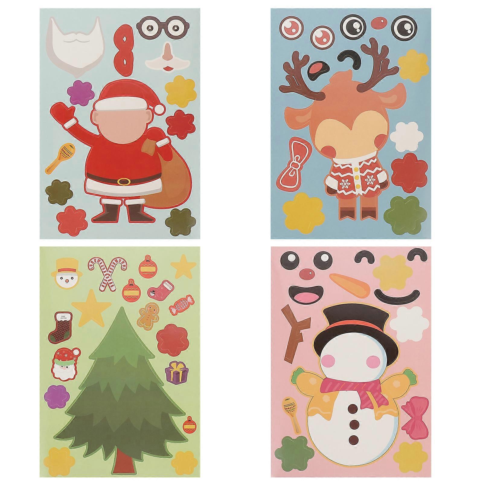 Xmas puzzle Naklejki 20 arkuszy Świąteczne wzory świąteczne z Mikołajem, bałwanem, reniferem i wzorem drzew do świątecznego rzemiosła, dekoracji imprezowych i