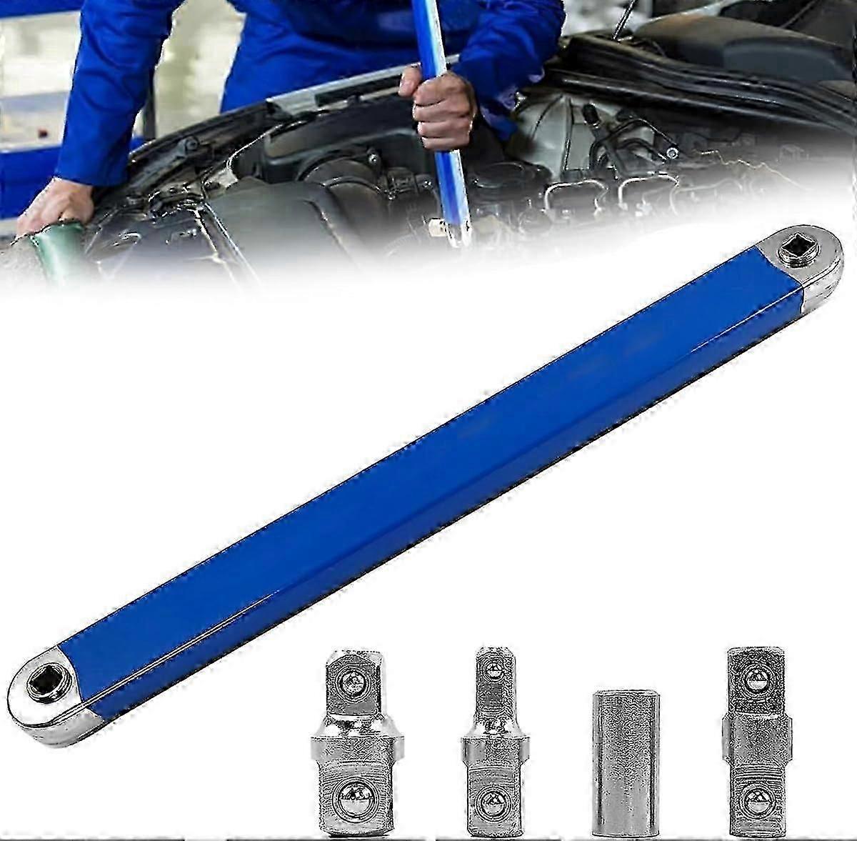Offset Extension Wrench, Offset Extension Wrench with 1/2", 1/4" and 3/8" Drive Adapter, Multi-Function Adjustable Wrench