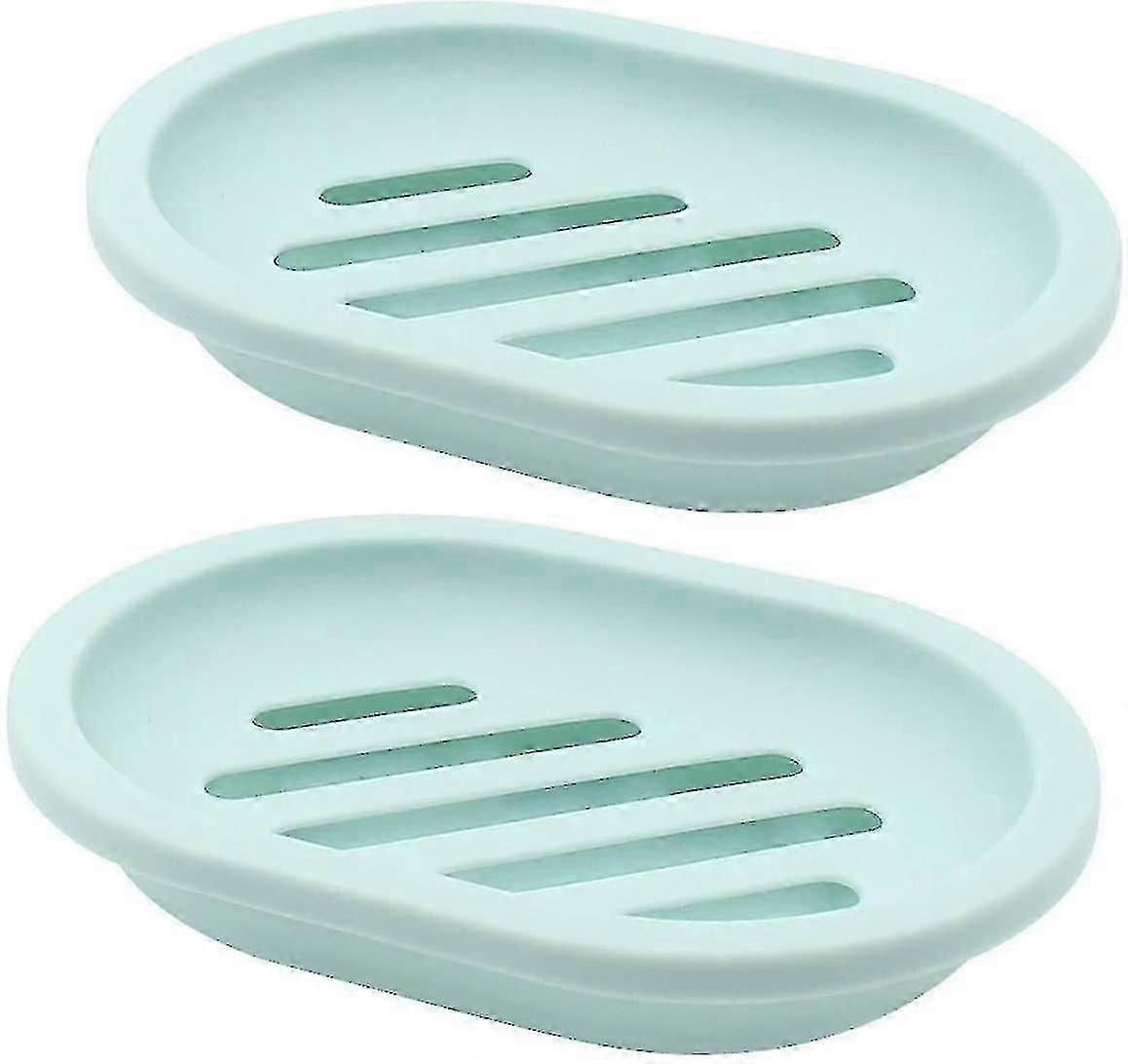 2-pack Soap Dish With Drain, (green) 13*9.5*2.7 Cm