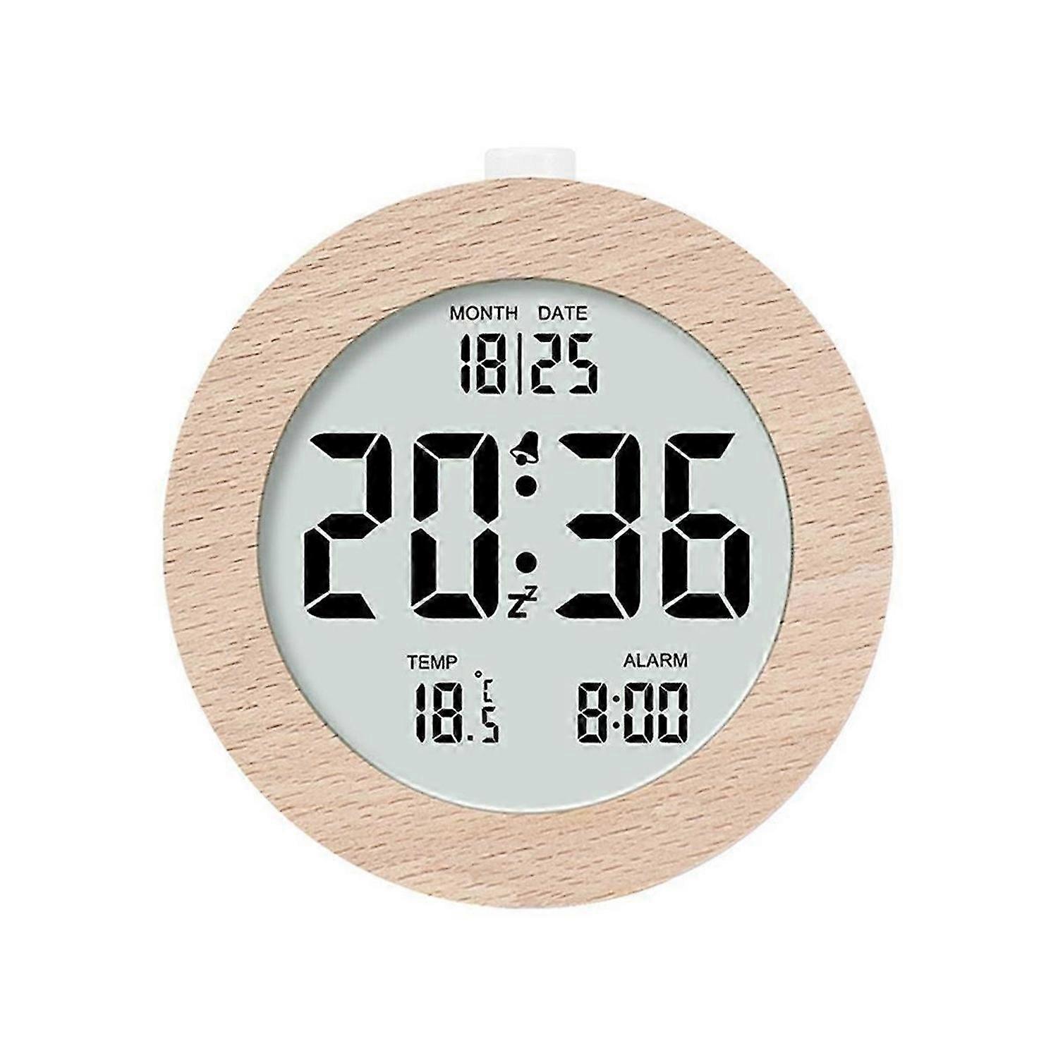 Wooden Digital Alarm Clock for Bedrooms,Wood 4In Battery Powered Alarm Clock with Snooze and Nightlight,LCD Desk Clock,A